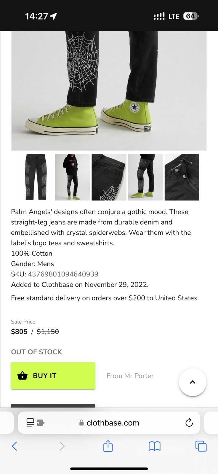 Palm Angels Palm Angels Crystal Web Denim Jeans Size US 30 / EU 46 - 9 Thumbnail