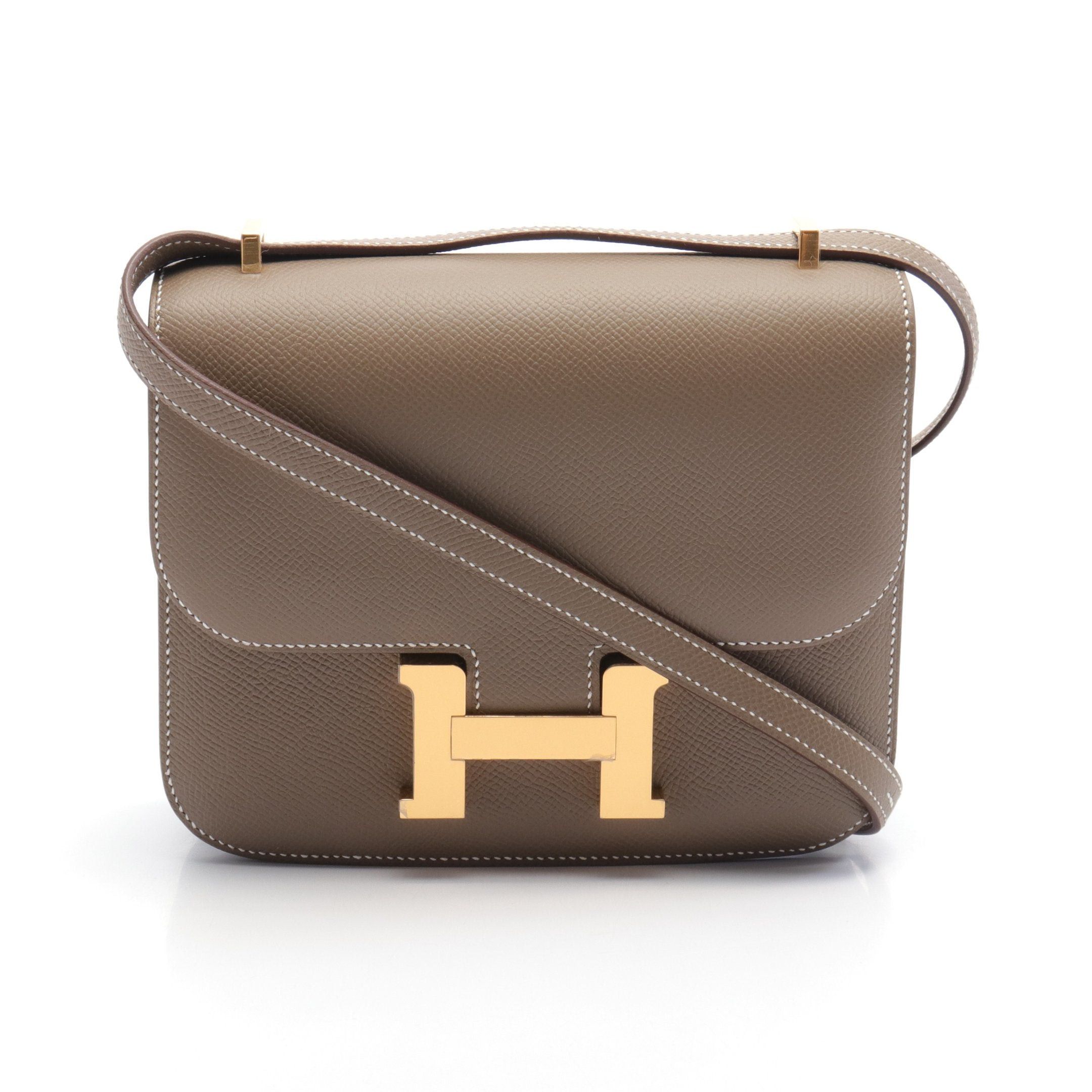 Hermes Hermes Constance 3 Mini Miroir Etoupe Shoulder Bag Veau Epsom Gray Brown Gold Hardware B Stamp Size ONE SIZE - 1 Thumbnail