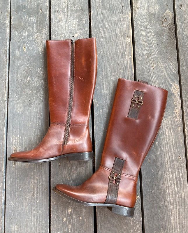 Cole Haan Brown leather boots in an equestrian/horse riding style Size US 7.5 / IT 37.5 - 4 Thumbnail