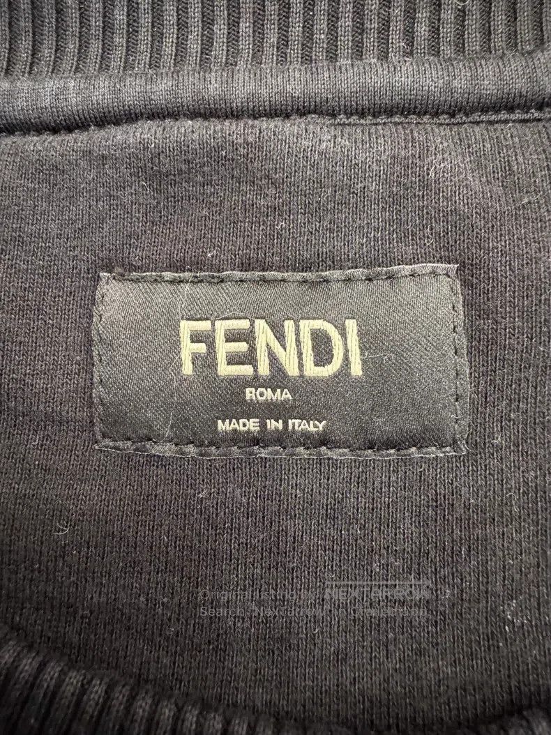 Fendi Fendi Black leather patch logo men's long-sleeve sweatshir Size US M / EU 48-50 / 2 - 4 Thumbnail