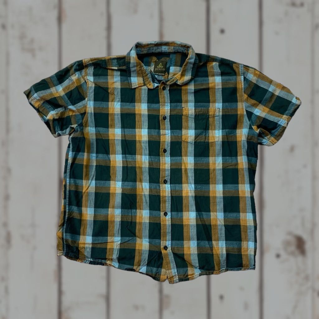 Prana Prana Shirt Mens XXL Short Sleeve Button Up Green Plaid Size US XXL / EU 58 / 5 - 1 Thumbnail