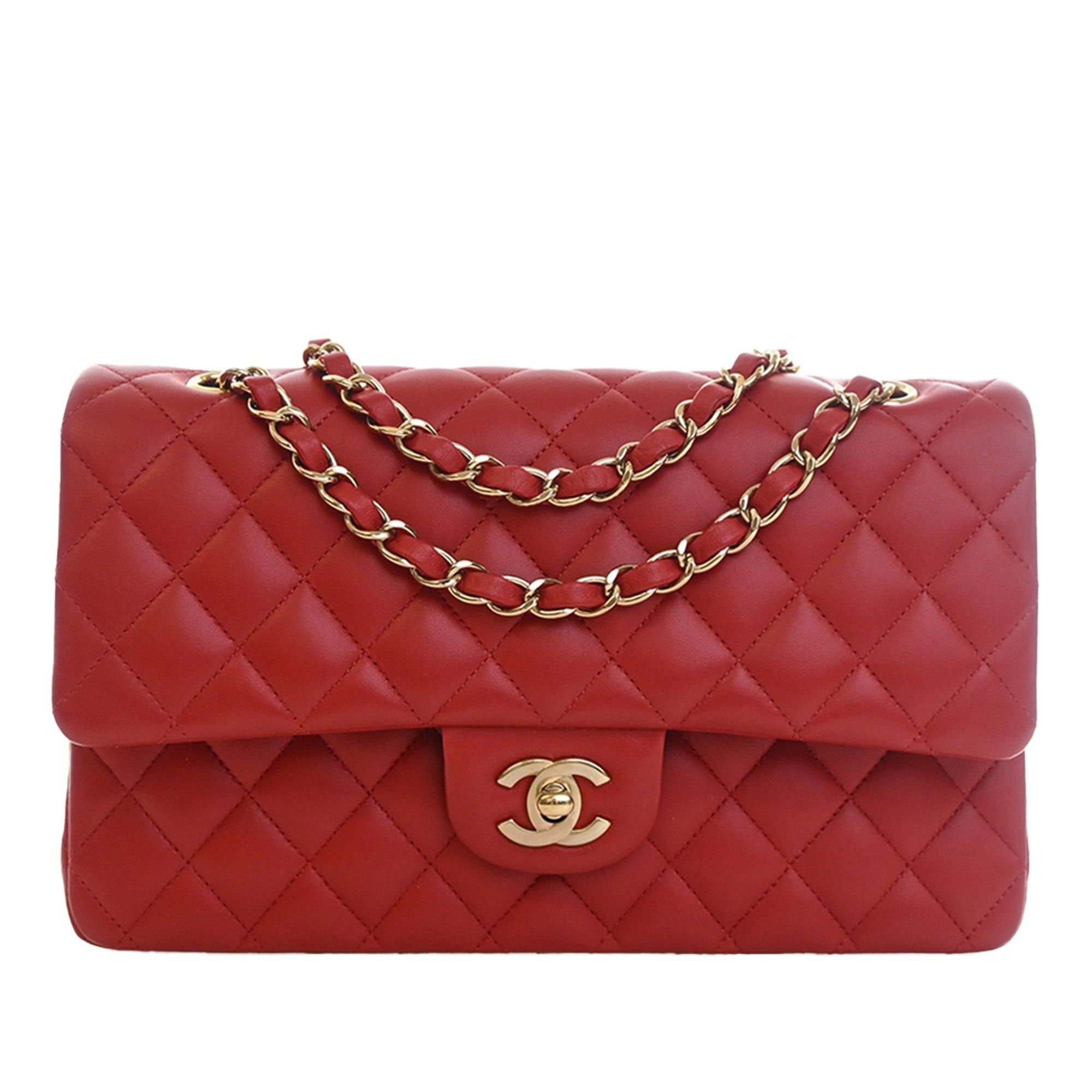 Classic Lambskin Double Flap in Red, Women's