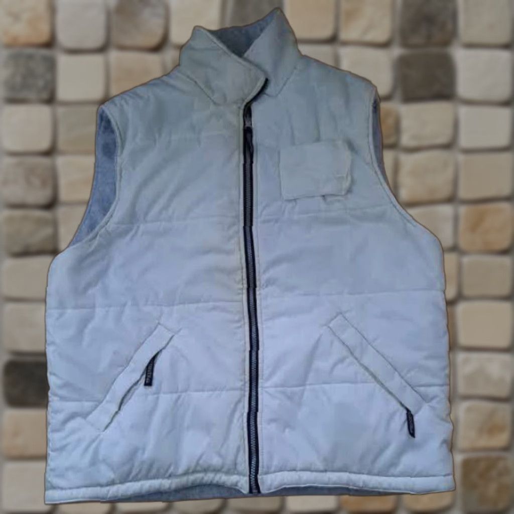 Quiksilver VINTAGE Quiksilver Vest Outdoor Insulated Reversible Full Zip Polyester White Grey L Men Size US L / EU 52-54 / 3 - 1 Thumbnail