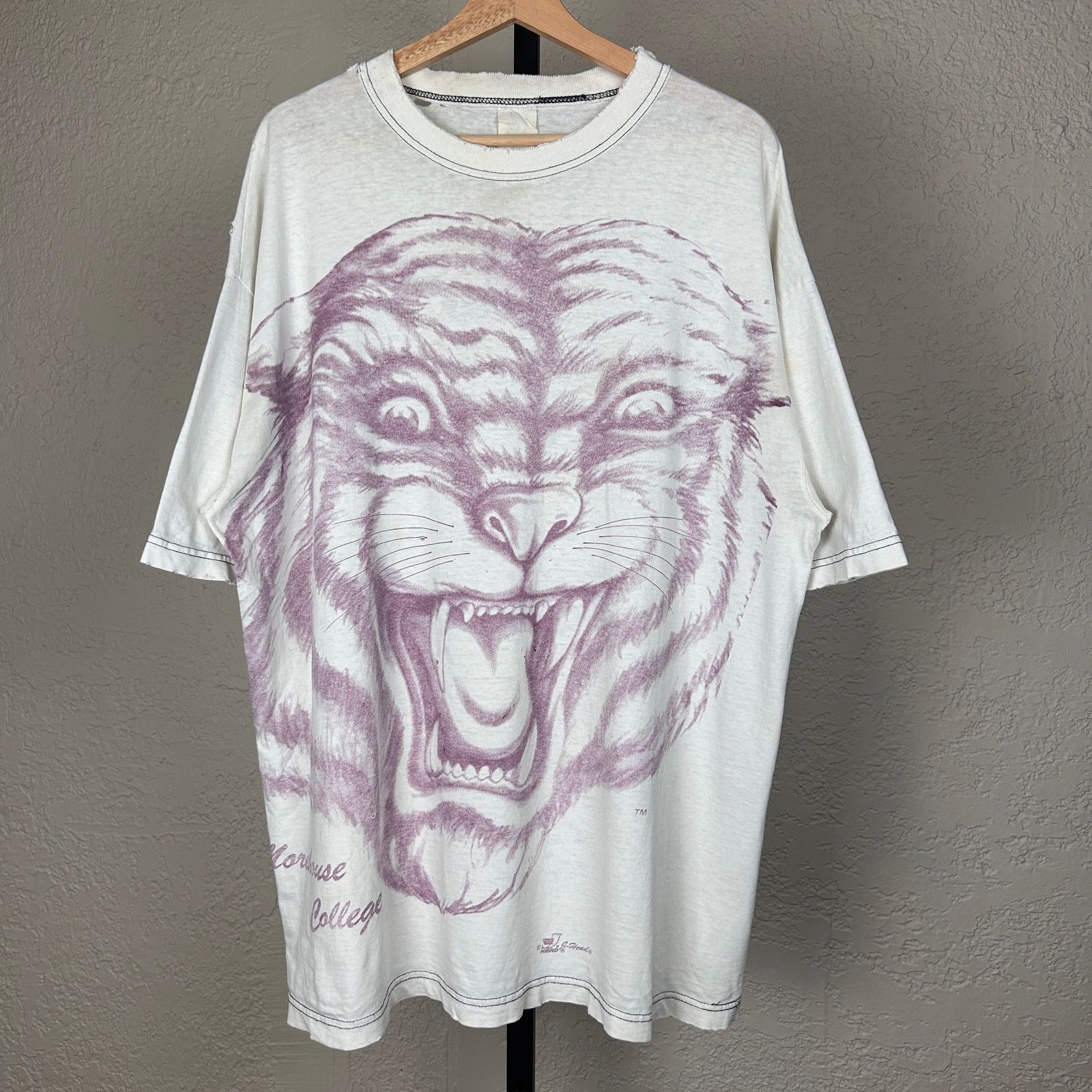 Vintage Morehouse College HBCU Maroon Tiger AOP XXL Tee