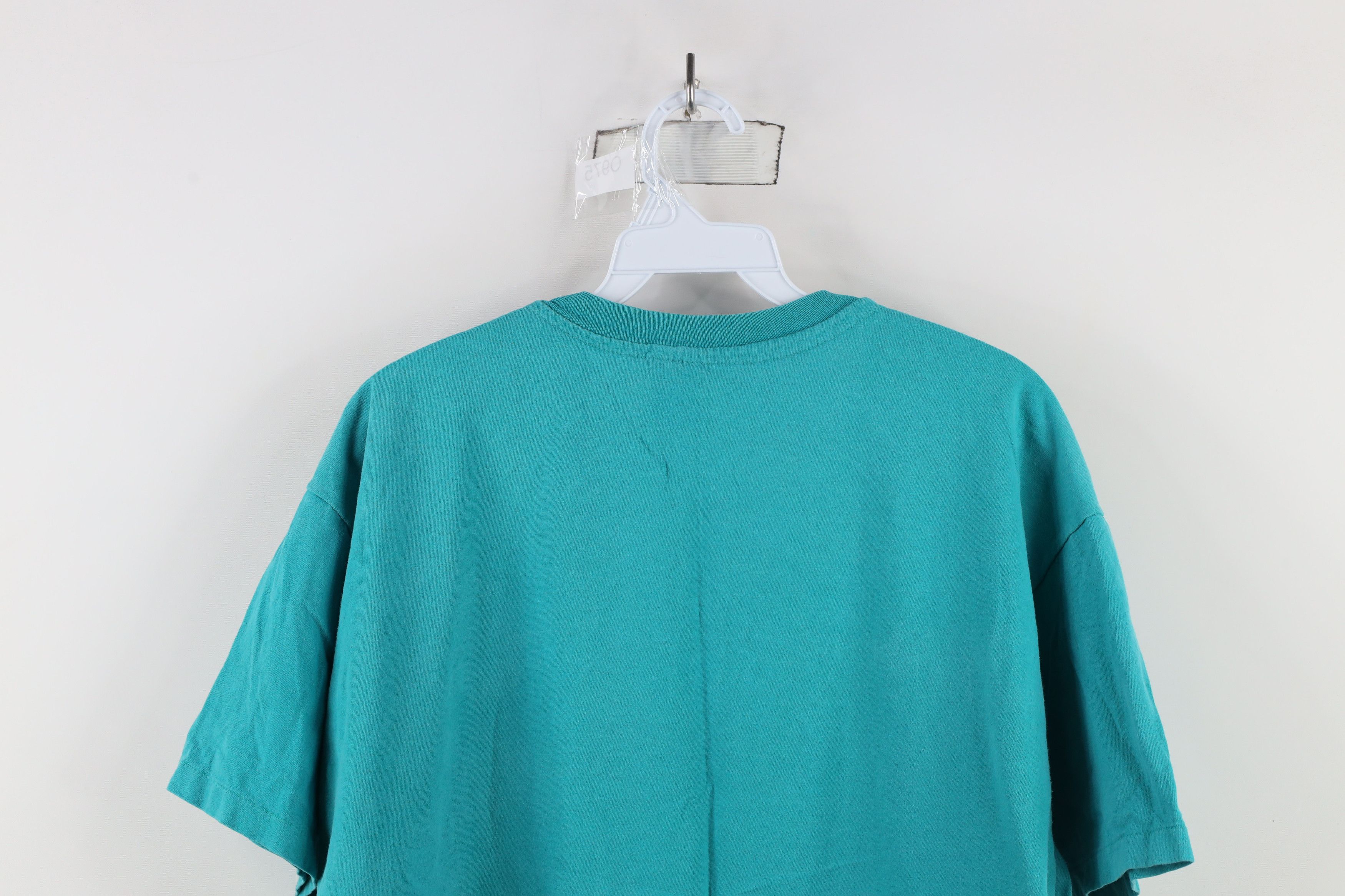 Vintage Vintage 90s Streetwear Distressed Blank Cotton T-Shirt Teal Size US XL / EU 56 / 4 - 8 Thumbnail