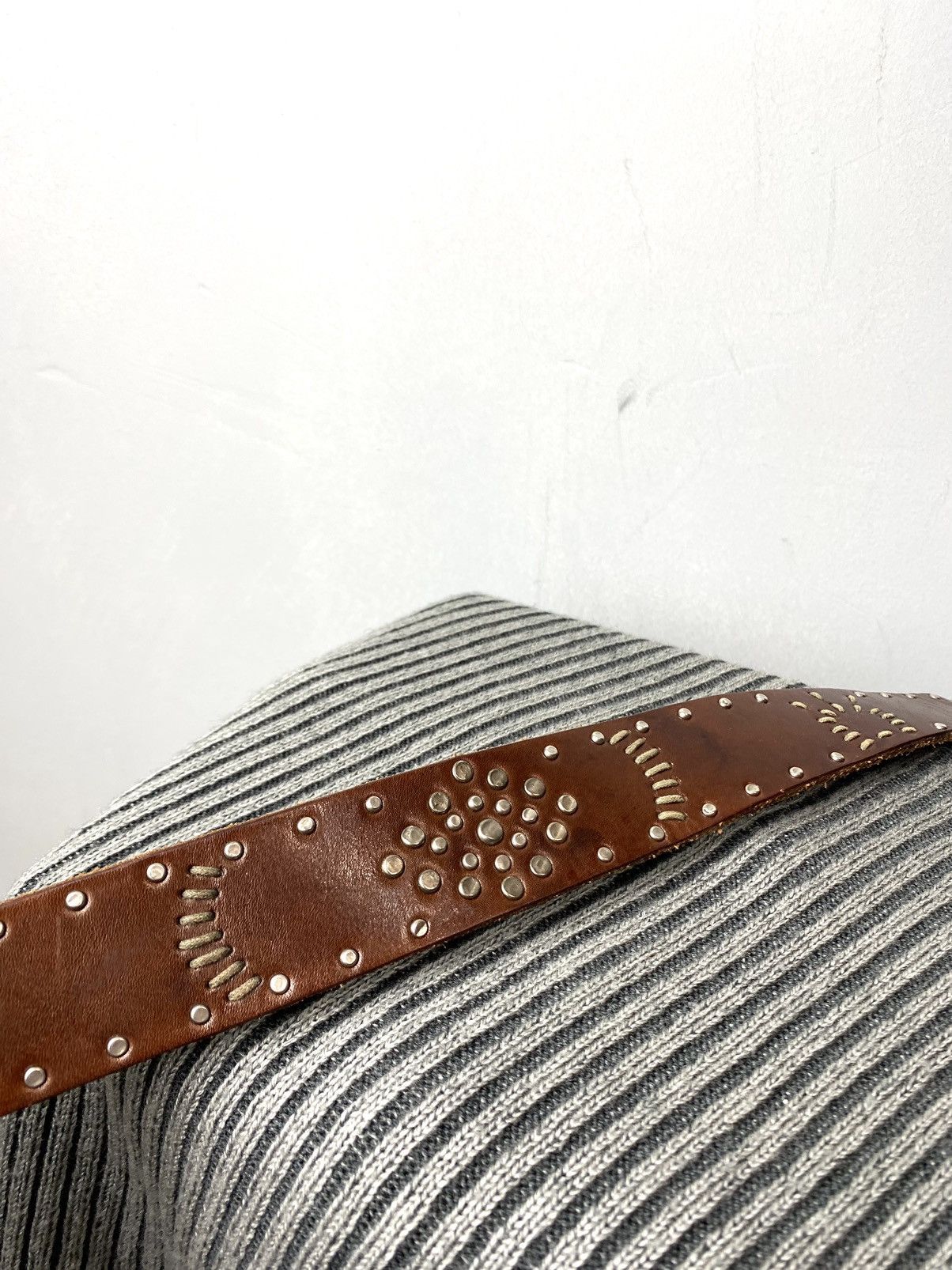 Cowboy Equipment Rare! Vintage Metal Leather Belt Western Cowboy Style Texas Size ONE SIZE - 6 Thumbnail