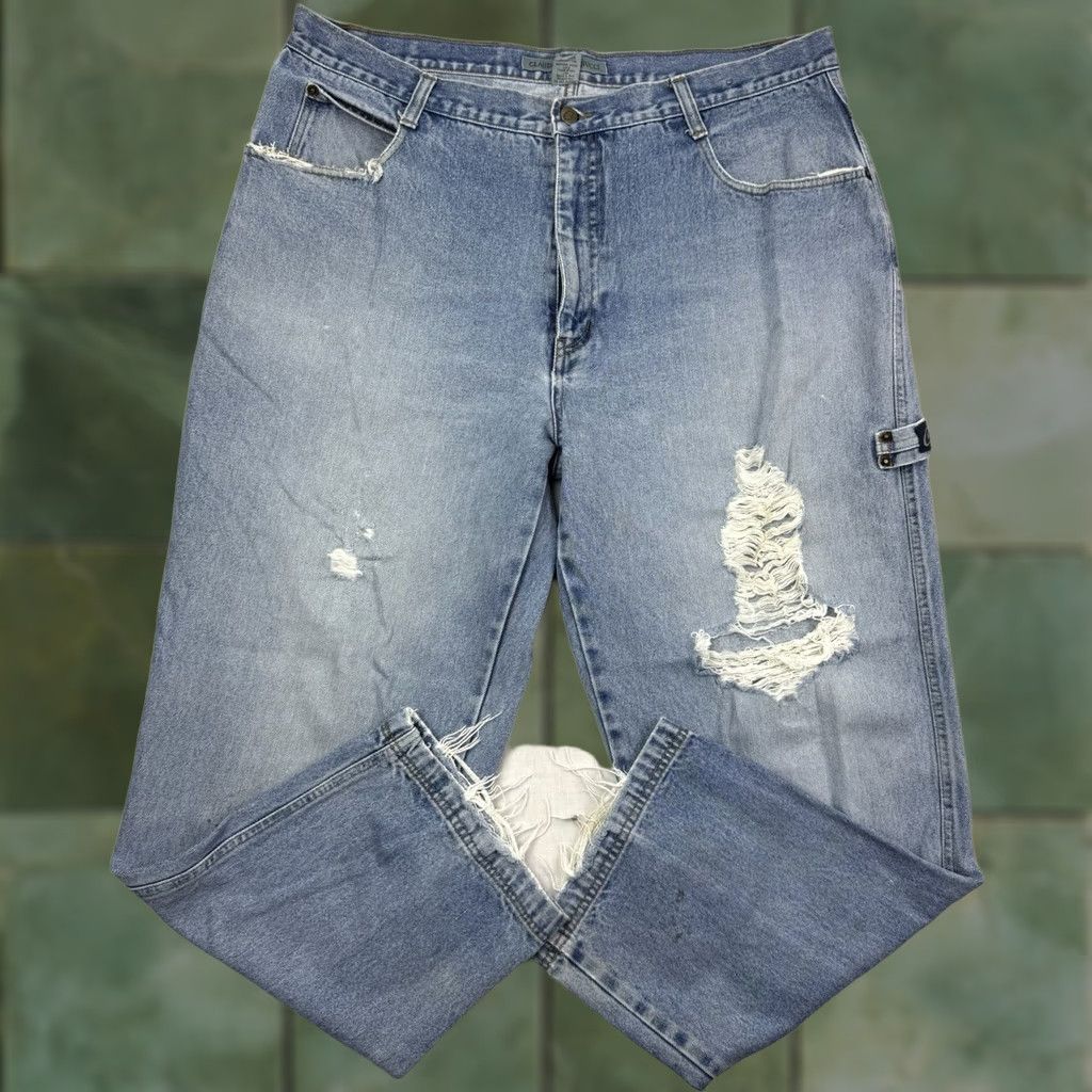 Thrasher VINTAGE Claudio Nucci Jeans Adult 40x30 Blue Cotton Ramie Denim Zip 90s Punk Hipster Tapered Relaxed Mens Size US 40 / EU 56 - 1 Thumbnail