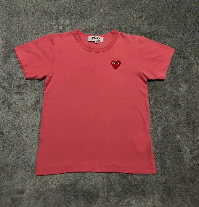 Japanese Brand Comme des Garcons Play Heart with Eyes PinkRed Y2k T shirt