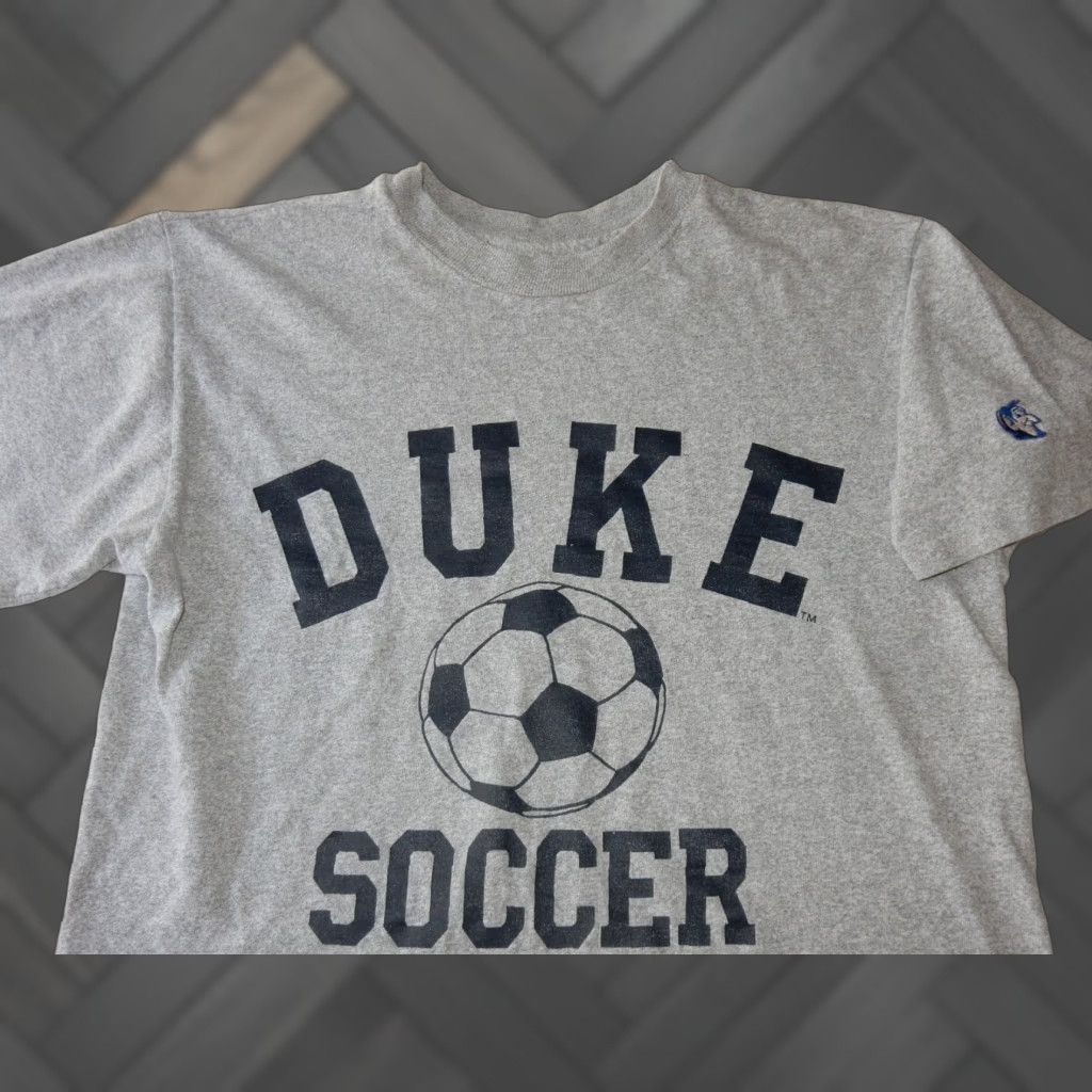 Vintage VTG Men's T Shirt Duke Blue Devils Soccer Gray Short Sleeve Cotton M Size Size US M / EU 48-50 / 2 - 1 Thumbnail
