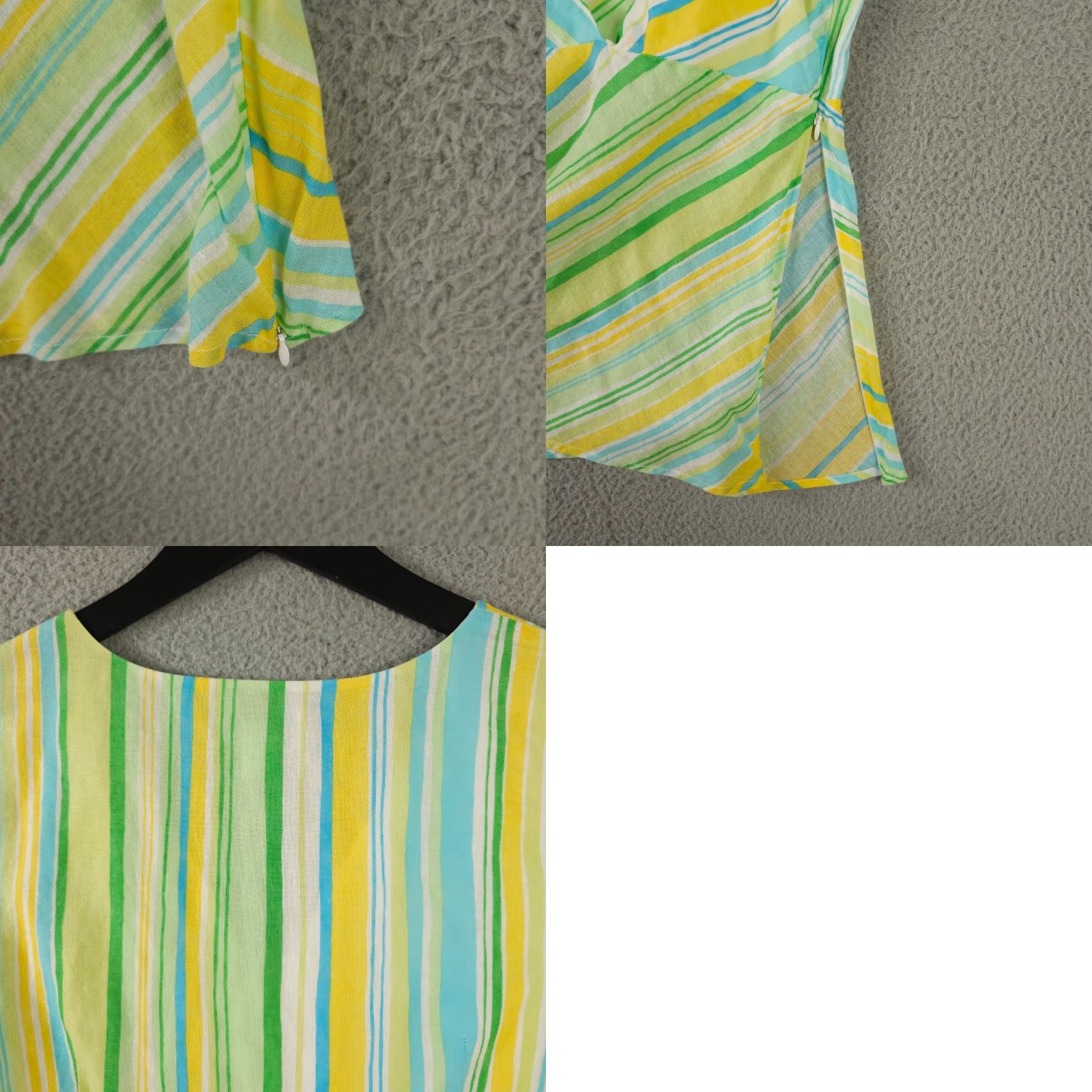 Talbots VTG Talbots Shirt Medium Yellow Striped V Neck Sleeveless Linen Side Zip - Women, Blouse, Casual, Colorful, Classic, 90s Theme, M, Yellow Green Size M / US 6-8 / IT 42-44 - 8 Thumbnail