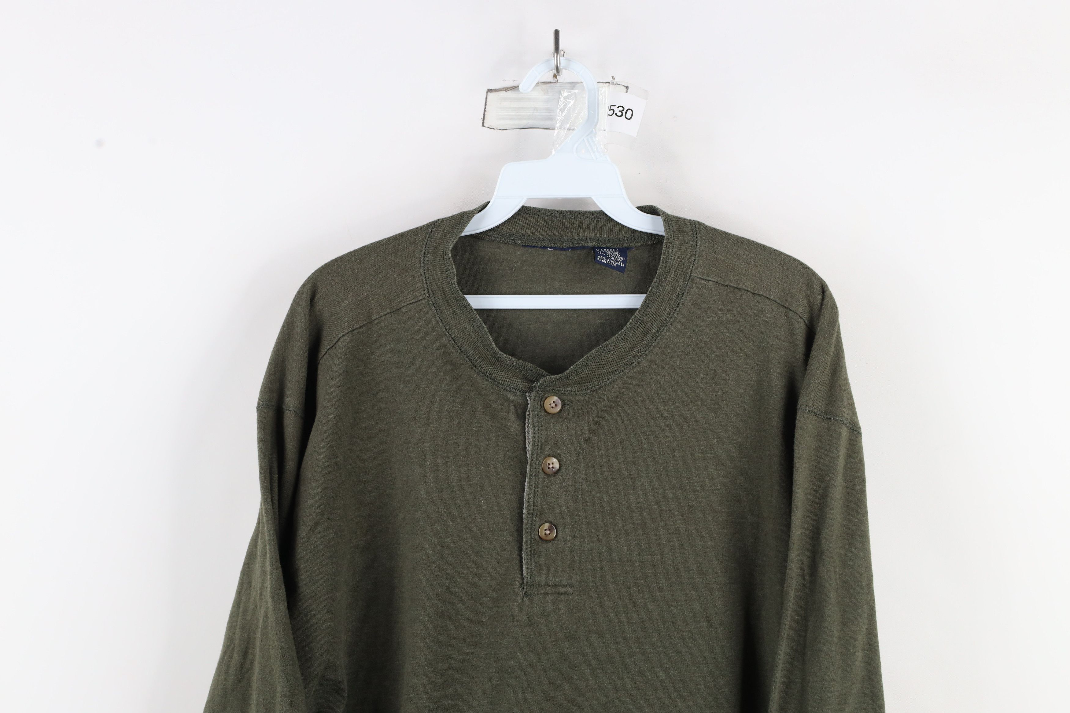 Vintage Vintage 90s Streetwear Long Sleeve Henley T-Shirt Green Size US L / EU 52-54 / 3 - 2 Thumbnail