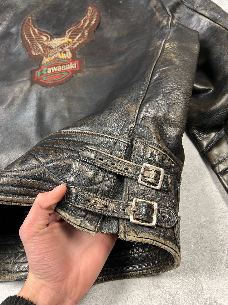 Vintage RARE Vintage 70-80’s Kawasaki Leather Bomber Jacket Size US M / EU 48-50 / 2 - 5 Thumbnail