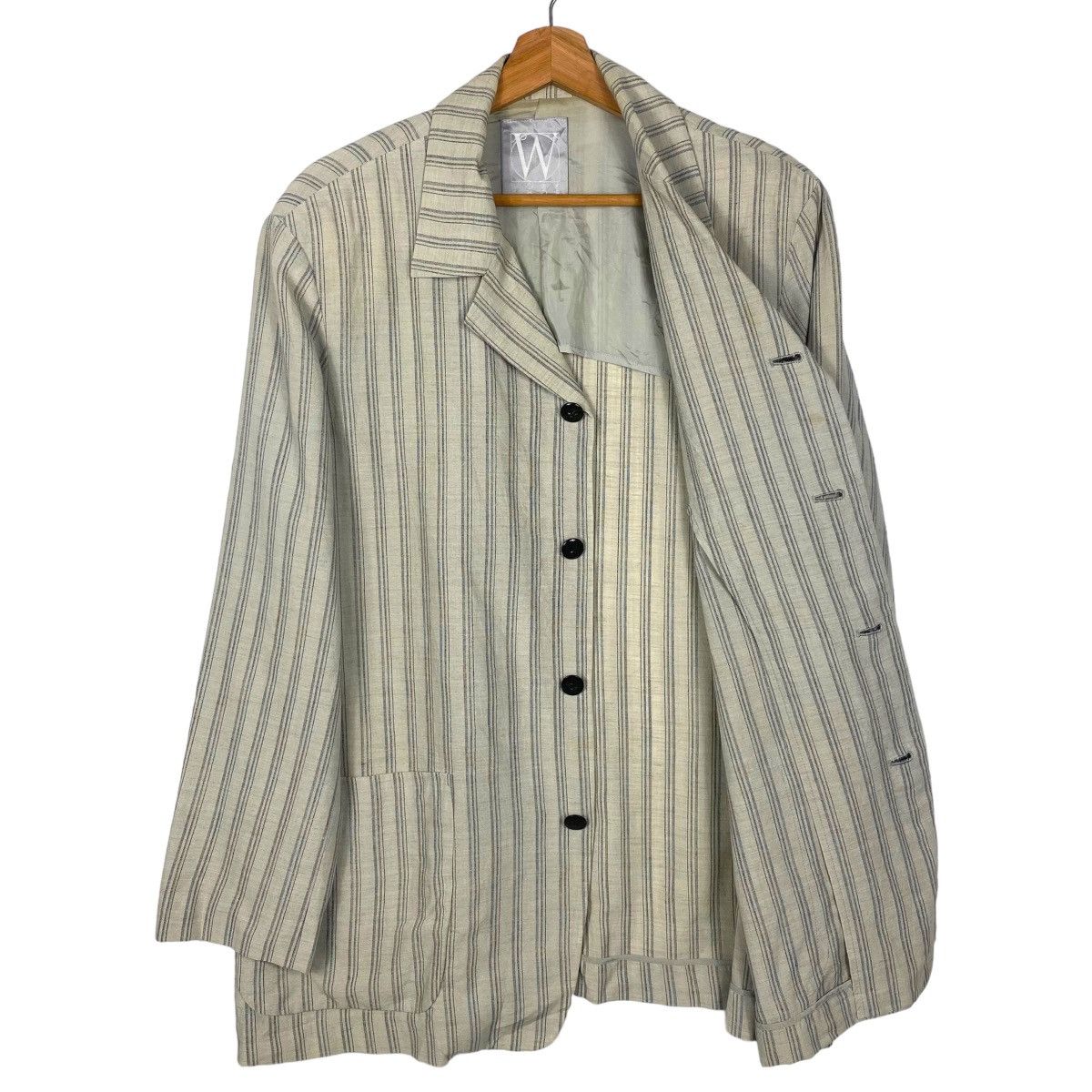 Yohji Yamamoto 🔥 WORK SHOP YOHJI YAMAMOTO STRIPE LINEN JACKET Size US M / EU 48-50 / 2 - 7 Thumbnail
