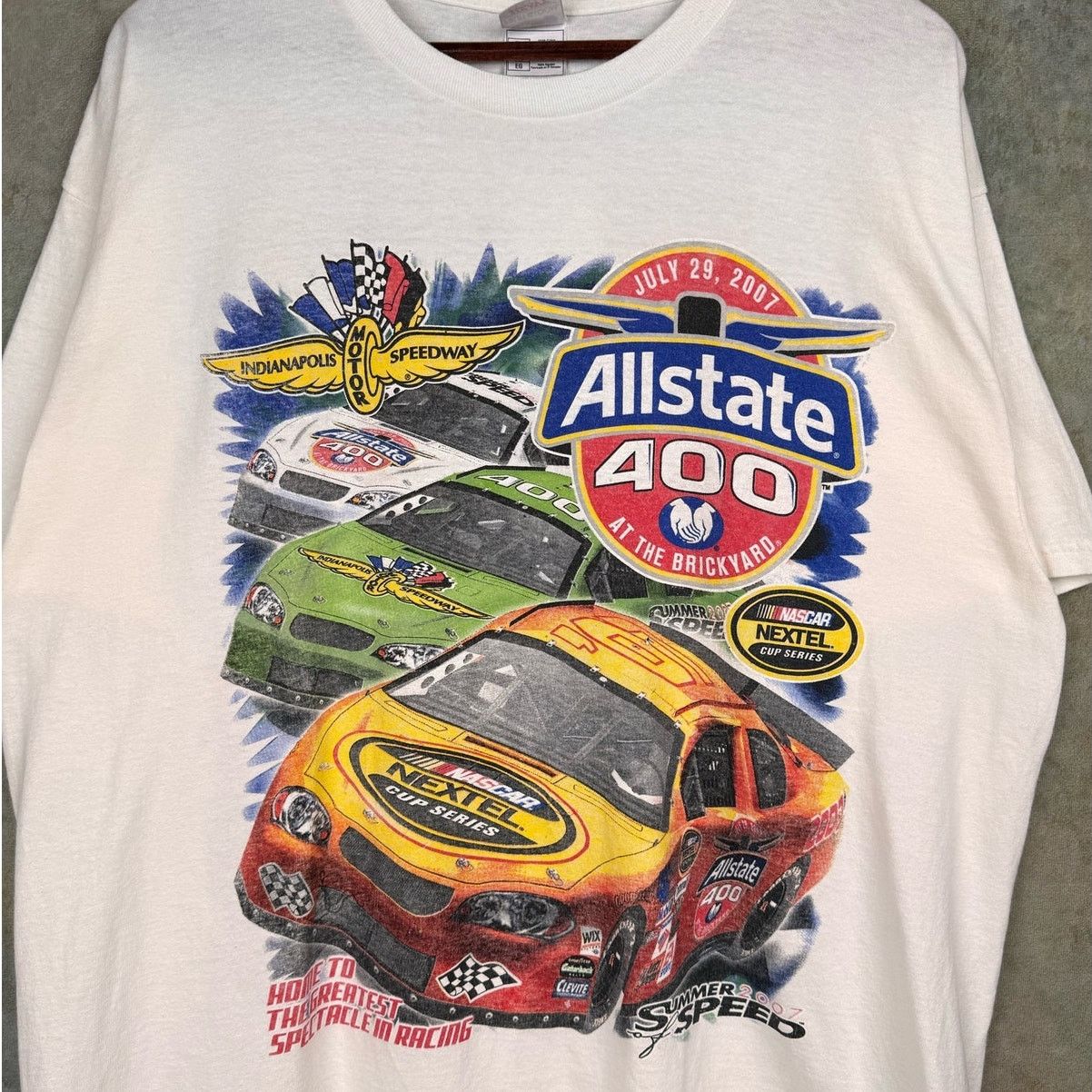 NASCAR × Vintage VTG Y2K Nascar Racing Big Print T Shirt Sz XL White Size US XL / EU 56 / 4 - 6 Thumbnail