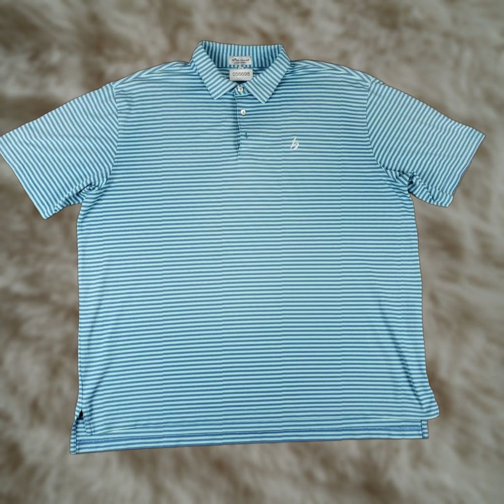 Peter Millar Peter Millar Polo Shirt Mens 2XL Blue Striped Golf Short Sleeve Polo Shirt Mens 2XL Blue Striped Size US XXL / EU 58 / 5 - 1 Thumbnail