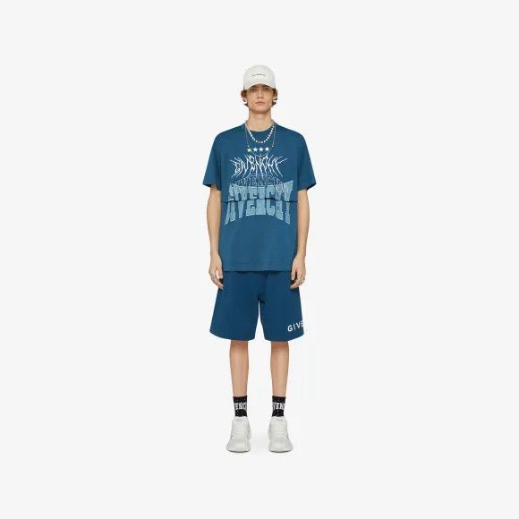 Givenchy o1gr1nt0125 Double Layered Jersey Logo T-Shirt in Blue Size US L / EU 52-54 / 3 - 1 Preview