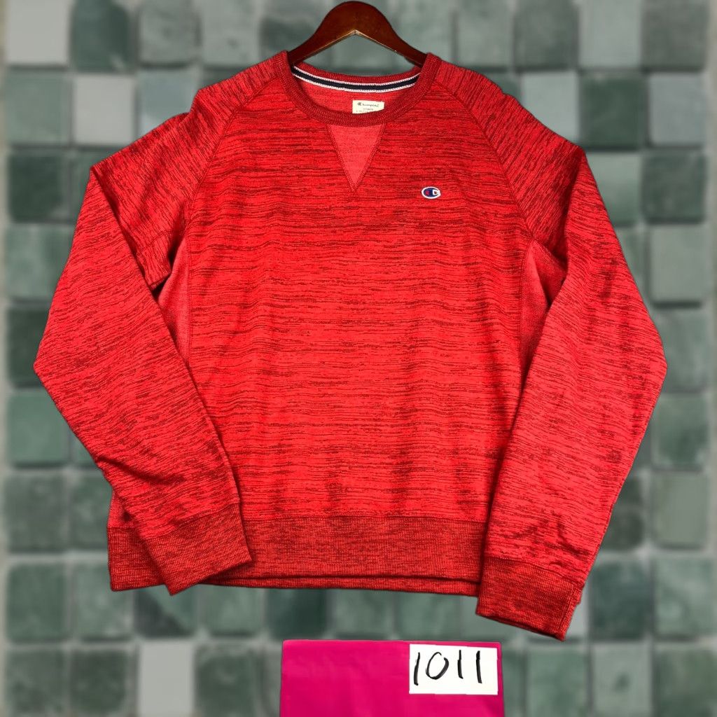 Champion Champion Sweatshirt Pullover XL Men Red Heather Crew Neck Logo All Seasons Winter Mens Size US XL / EU 56 / 4 - 1 Thumbnail