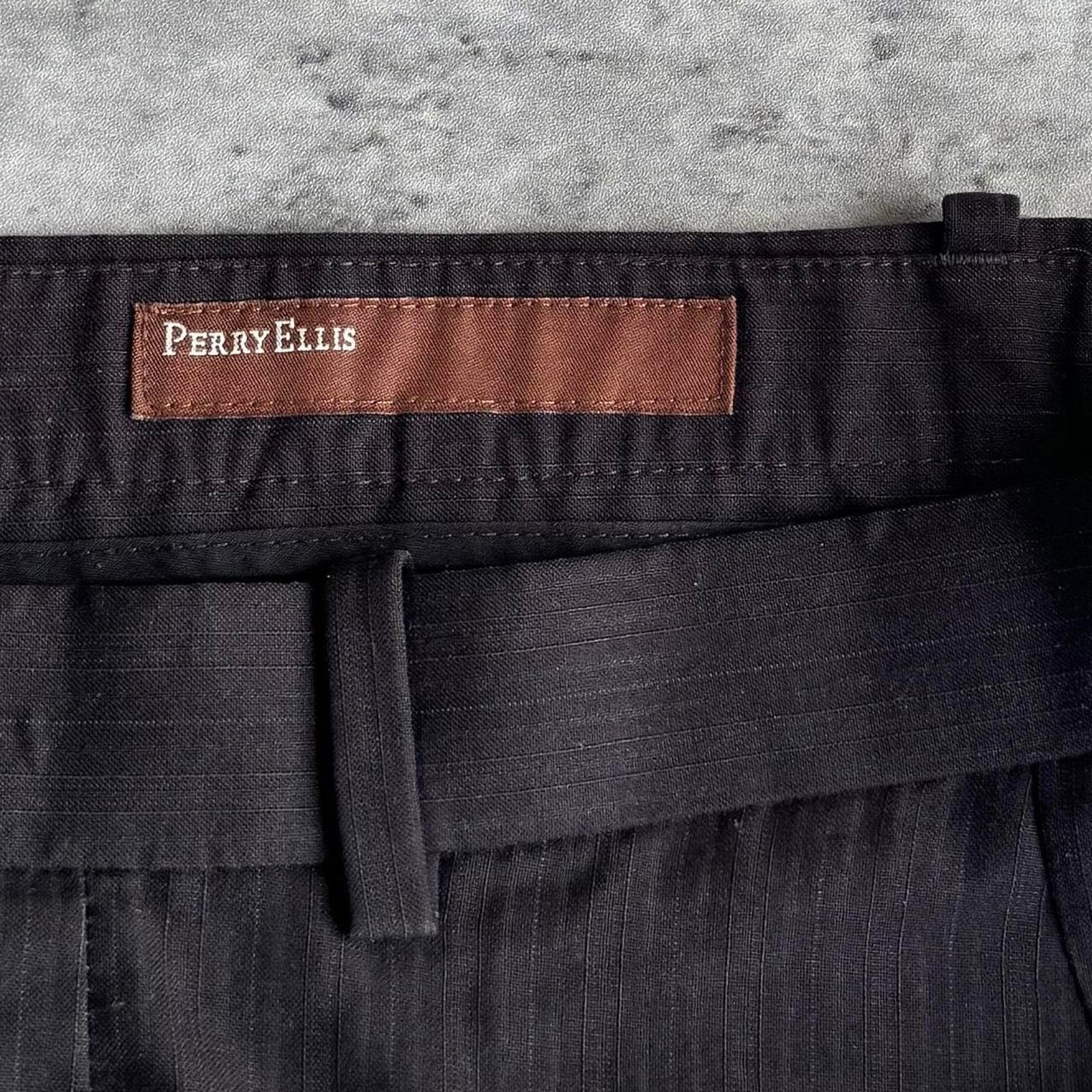 Japanese Brand × Perry Ellis Vintage Y2K Black Pinstripe Classic Fit Essential Pants Size US 35 - 3 Thumbnail
