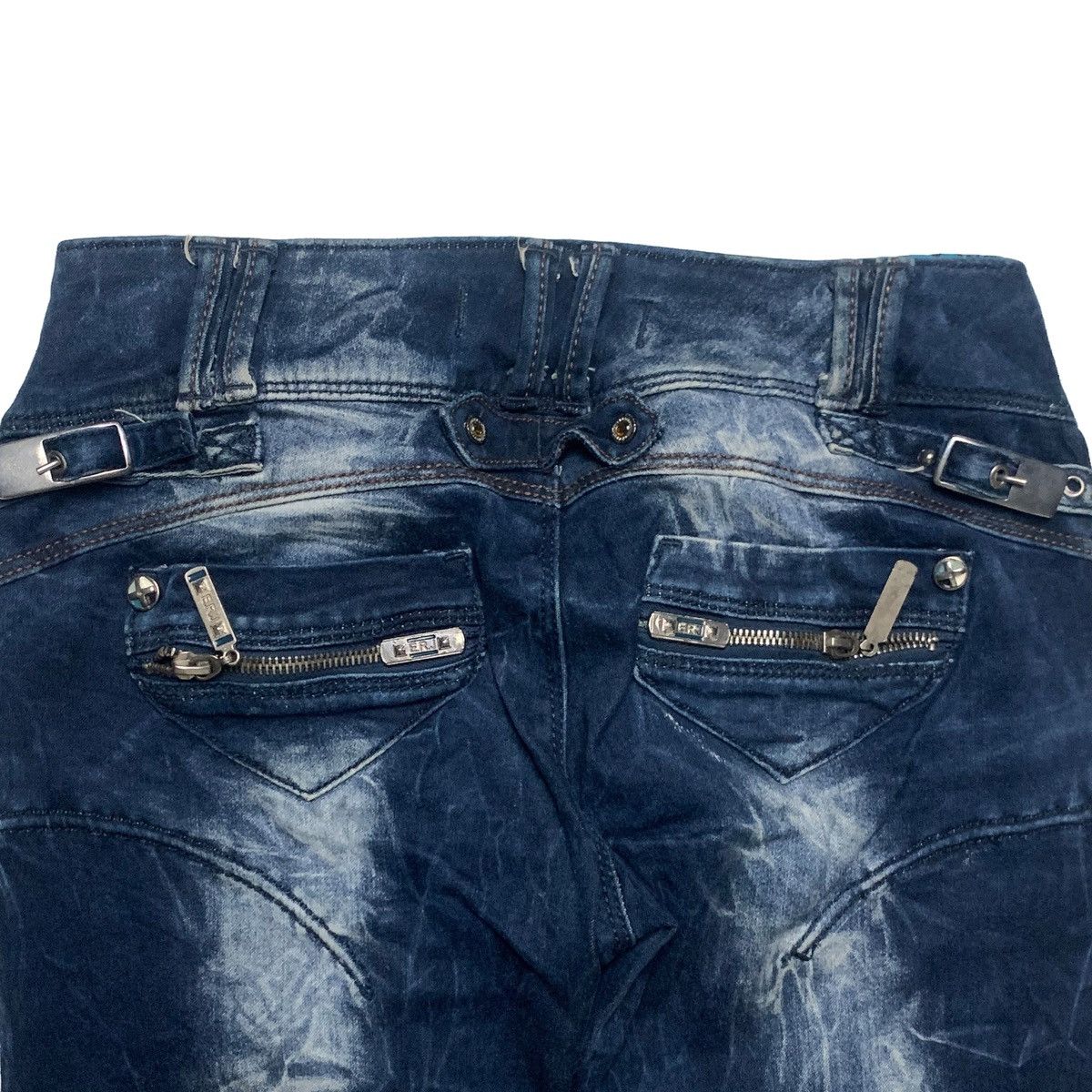 Other Estero Ragazza Distressed Zipper Biker Jeans Slim Fit Dark Size US 28 / EU 44 - 6 Thumbnail