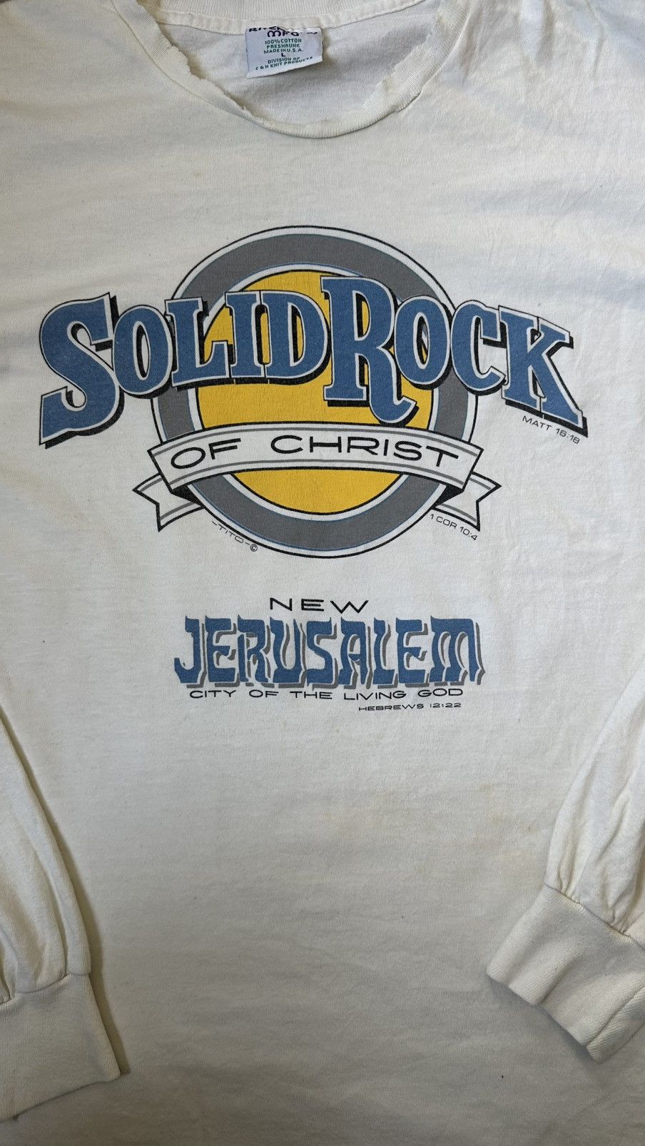 Vintage VINTAGE SOLID ROCK JERUSALEM L/S TEE Size US M / EU 48-50 / 2 - 2 Thumbnail