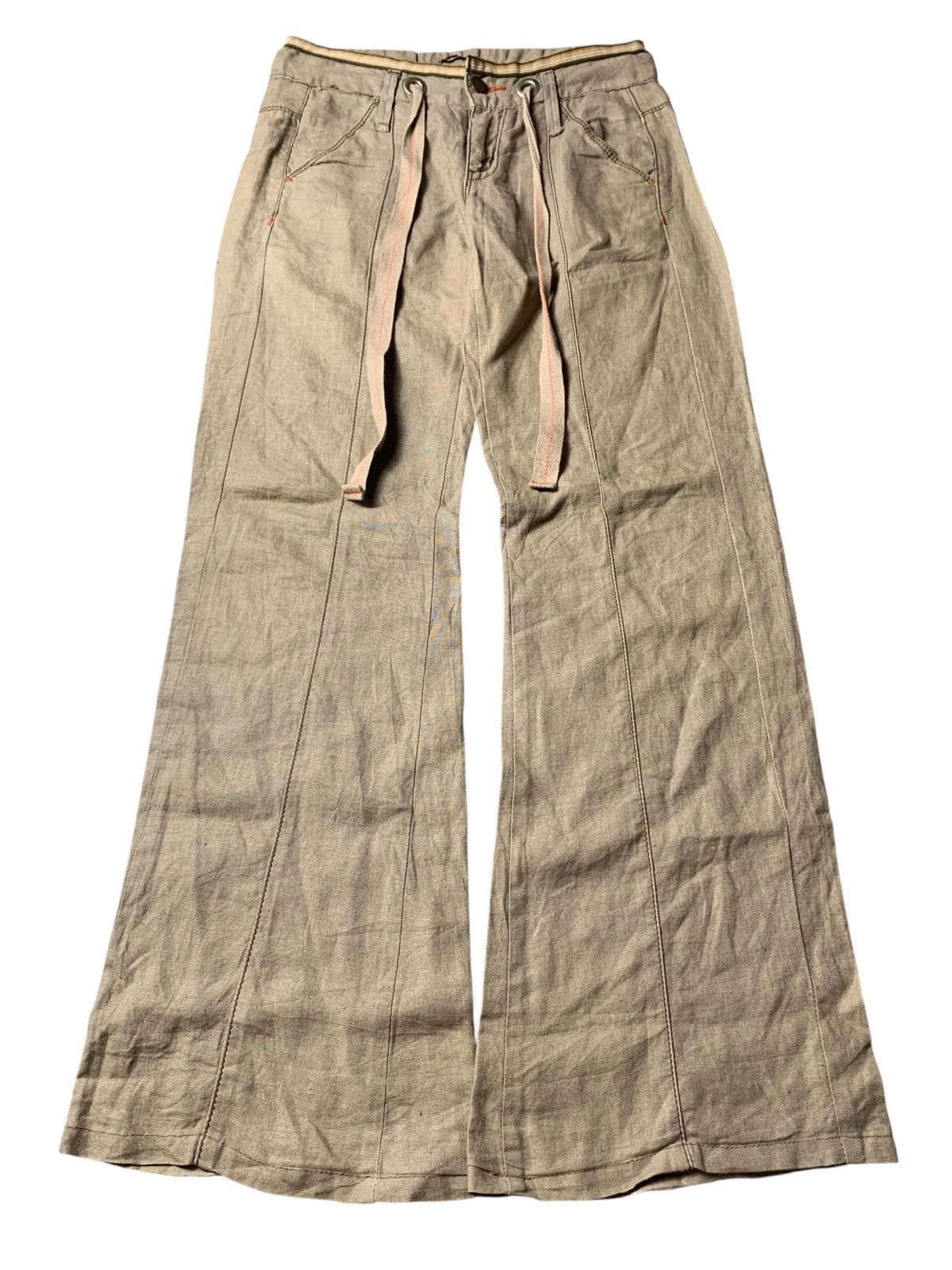 If Six Was Nine 2000s Et Boite Japan Linen Flared Pants Like GOA Size US 27 - 1 Thumbnail