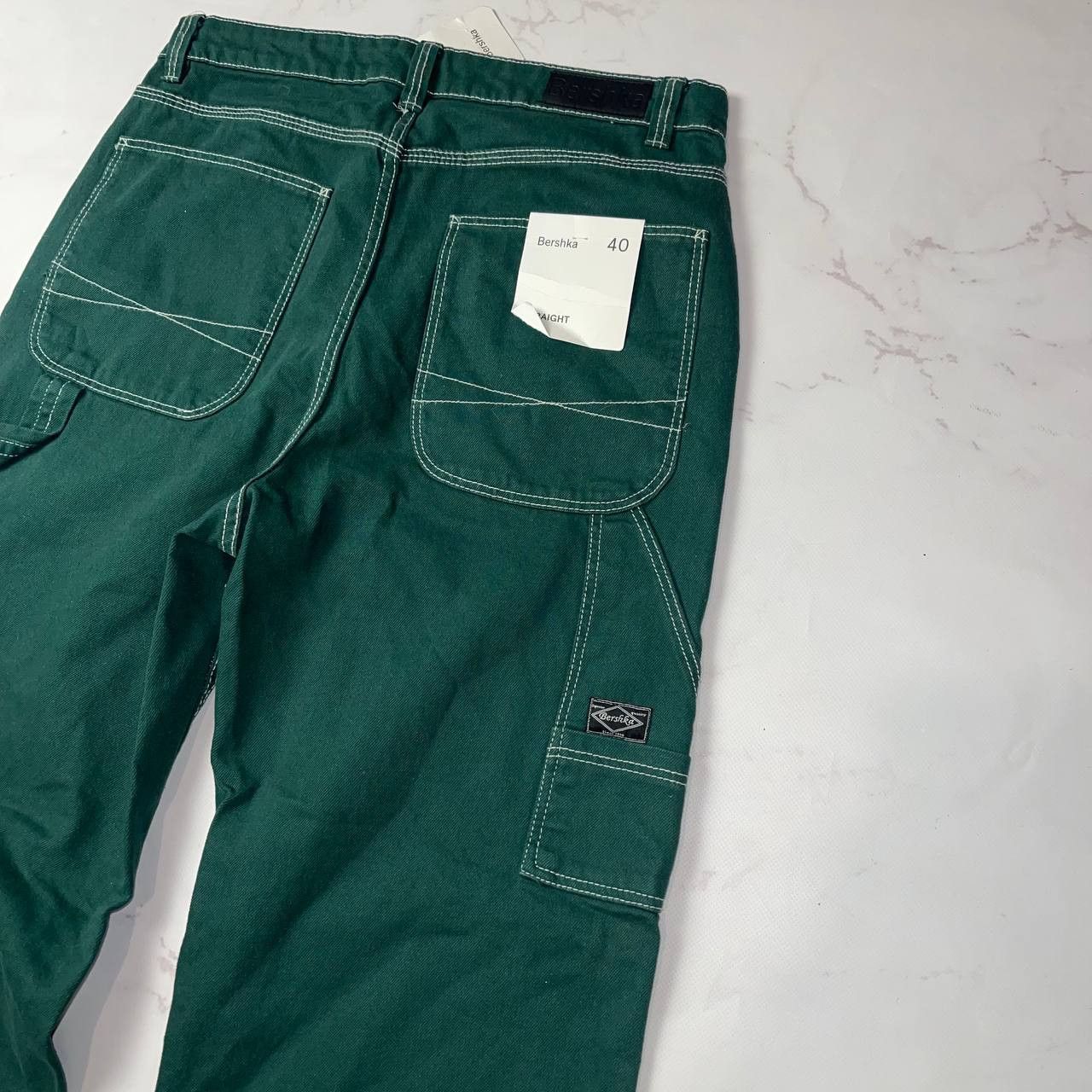 Vintage Bershka straight dark green cargo jeans Work style Carhartt Size US 40 / EU 56 - 10 Thumbnail