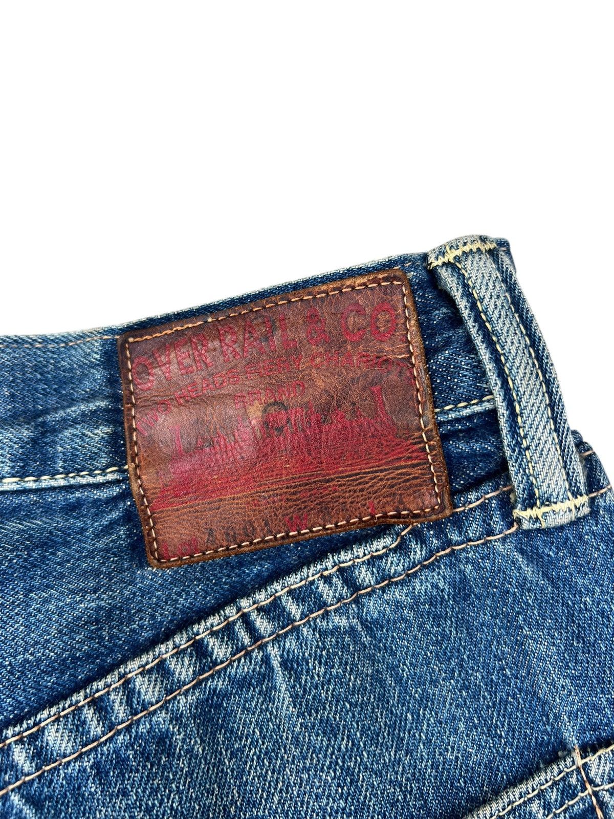 Full Count & Co. Vintage OVER RAIL & Co Japan Dirty Mud Denim Selvedge Jeans Size US 31 - 19 Thumbnail