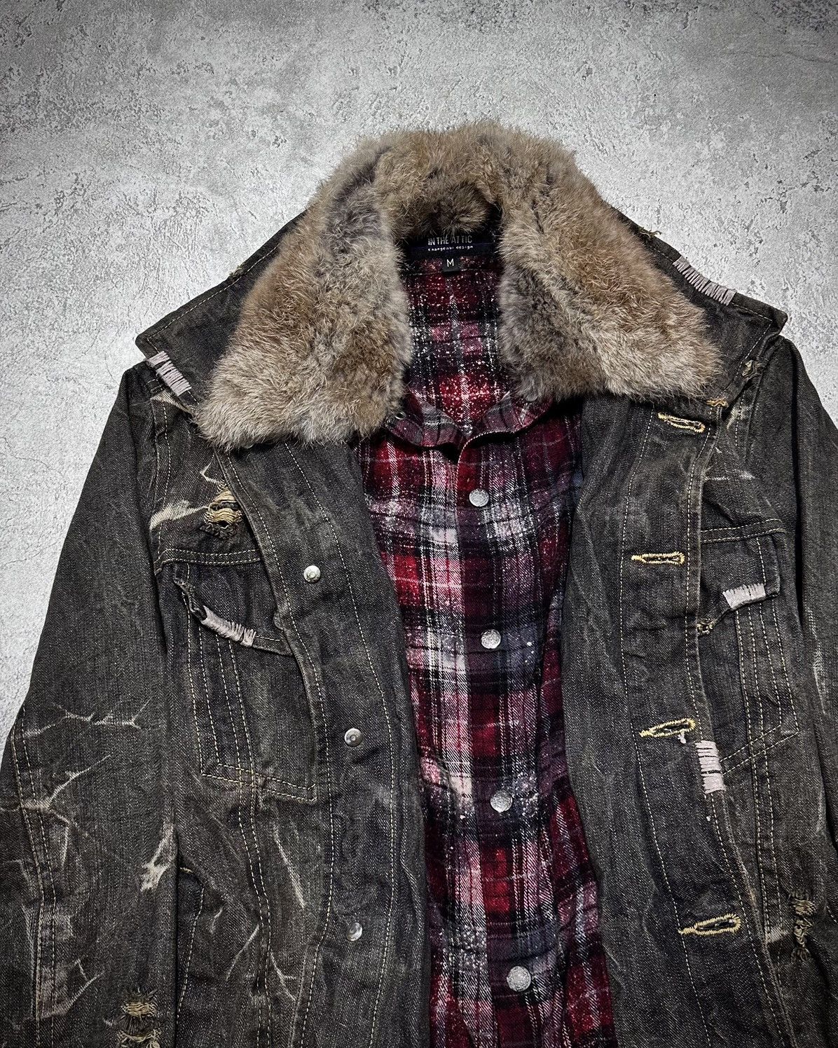 Japanese Brand Vkei In The Attic Fur Collar Denim Jacket Kmrii Lgb Style Size US M / EU 48-50 / 2 - 9 Thumbnail