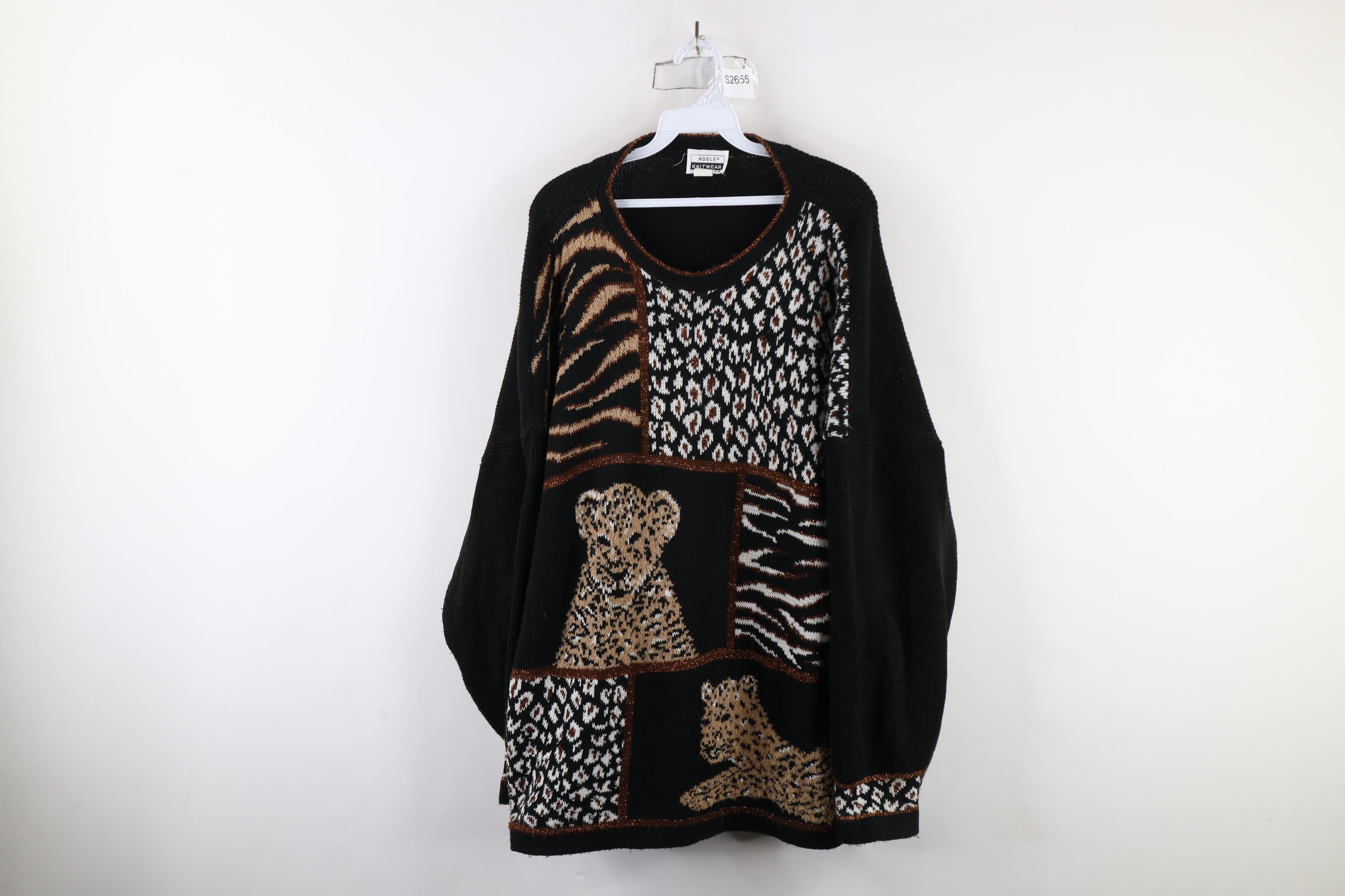 Vintage Vintage 90s Streetwear Cheetah Print Knit Sweater USA Size 3XL / US 20-22 - 1 Thumbnail