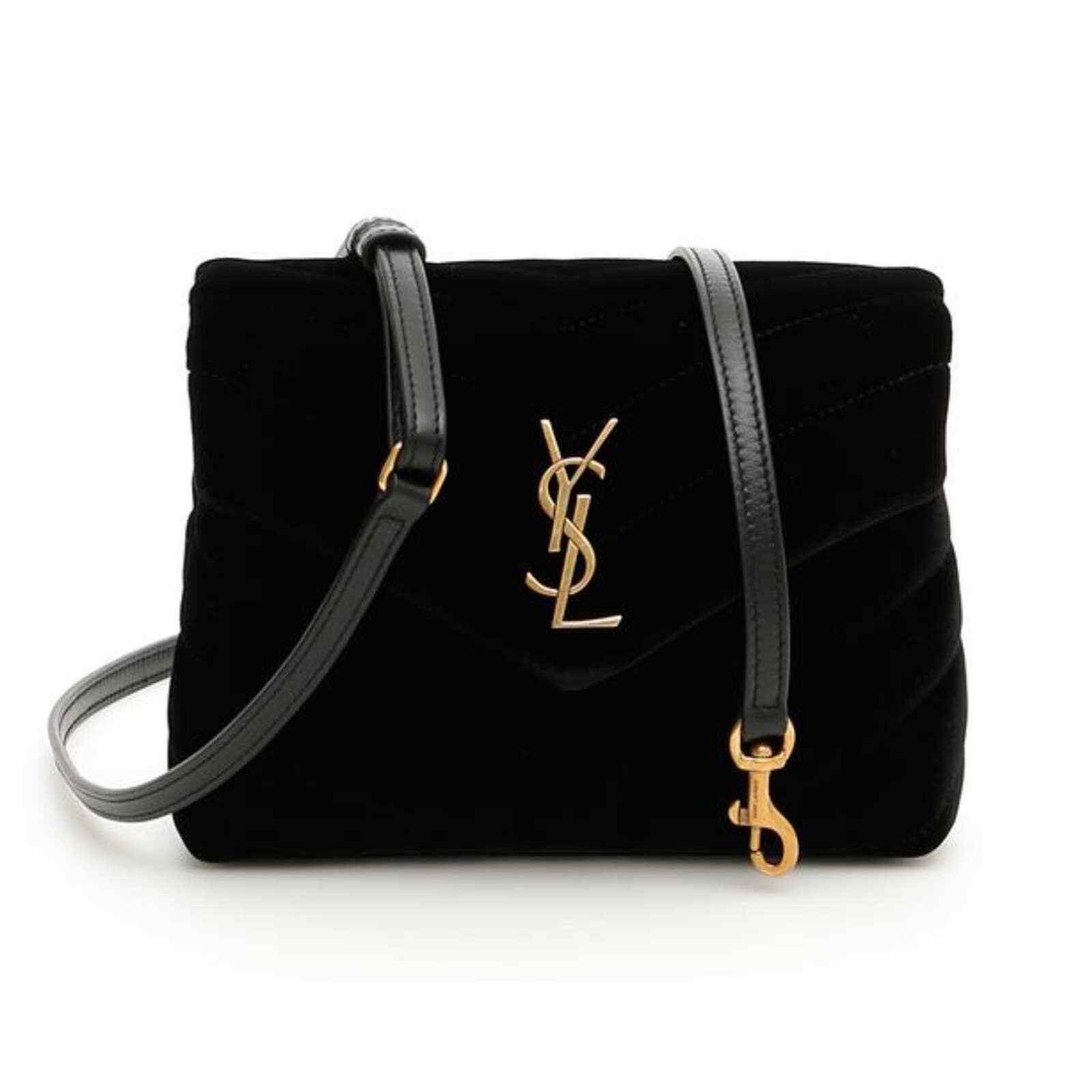 Yves Saint Laurent Saint Laurent Quilted Black Velvet Gold Crossbody Bag Size ONE SIZE - 5 Thumbnail