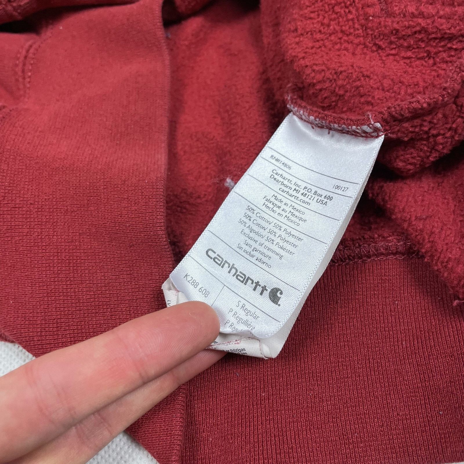Carhartt Carhartt Men Red Signature Sleeve Logo Original Fit Hoodie S Size US S / EU 44-46 / 1 - 9 Thumbnail