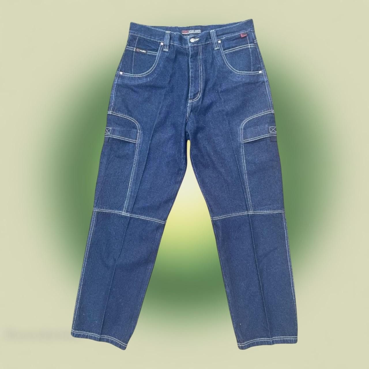 Fubu × Vintage 90s Fubu Navy blue vintage baggy cargo jeans 36x34 Size US 36 / EU 52 - 1 Thumbnail