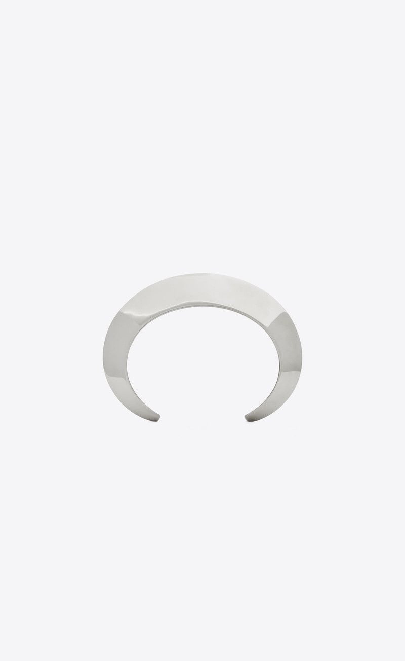 Saint Laurent Paris o1bcso1str0226 Size:S/Stacked Cuff In Metal in Silver Size ONE SIZE - 2 Thumbnail