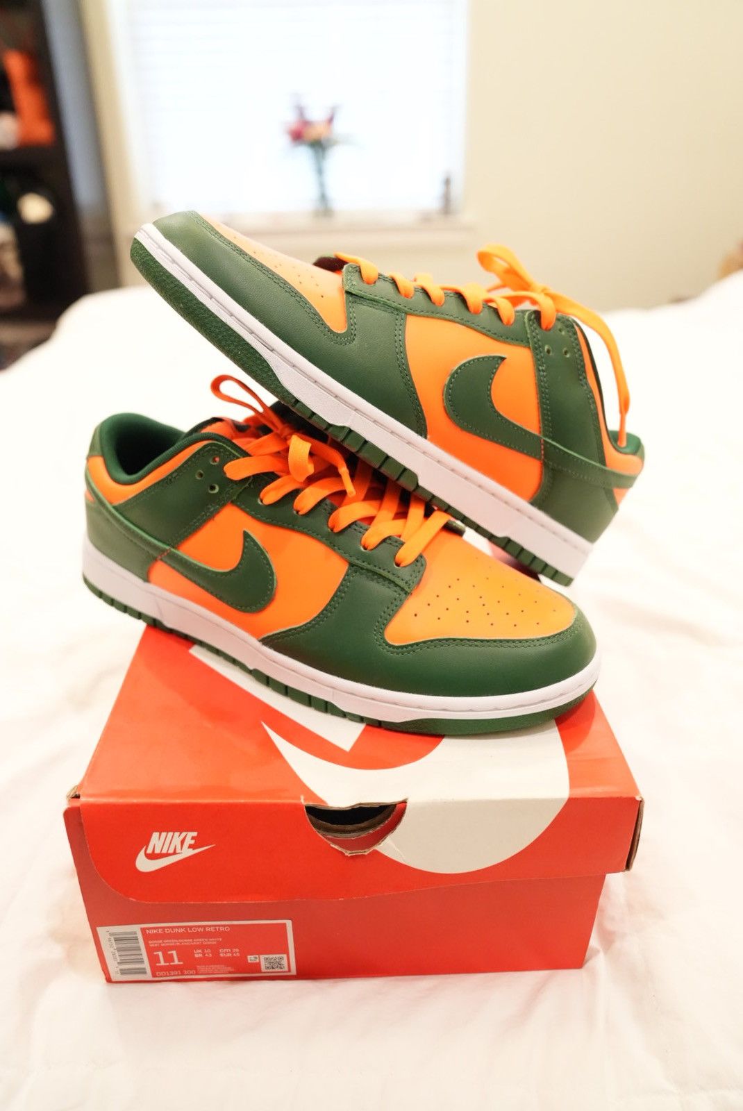 Nike Nike Dunk Low Retro Miami Hurricanes Size US 11 / EU 44 - 1 Thumbnail