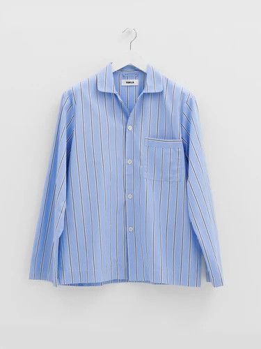 Tekla o1mle0525 Unisex Poplin Pyjamas Shirt Bassett Stripes Blue Size XXS / US 00 / IT 34 - 1 Thumbnail