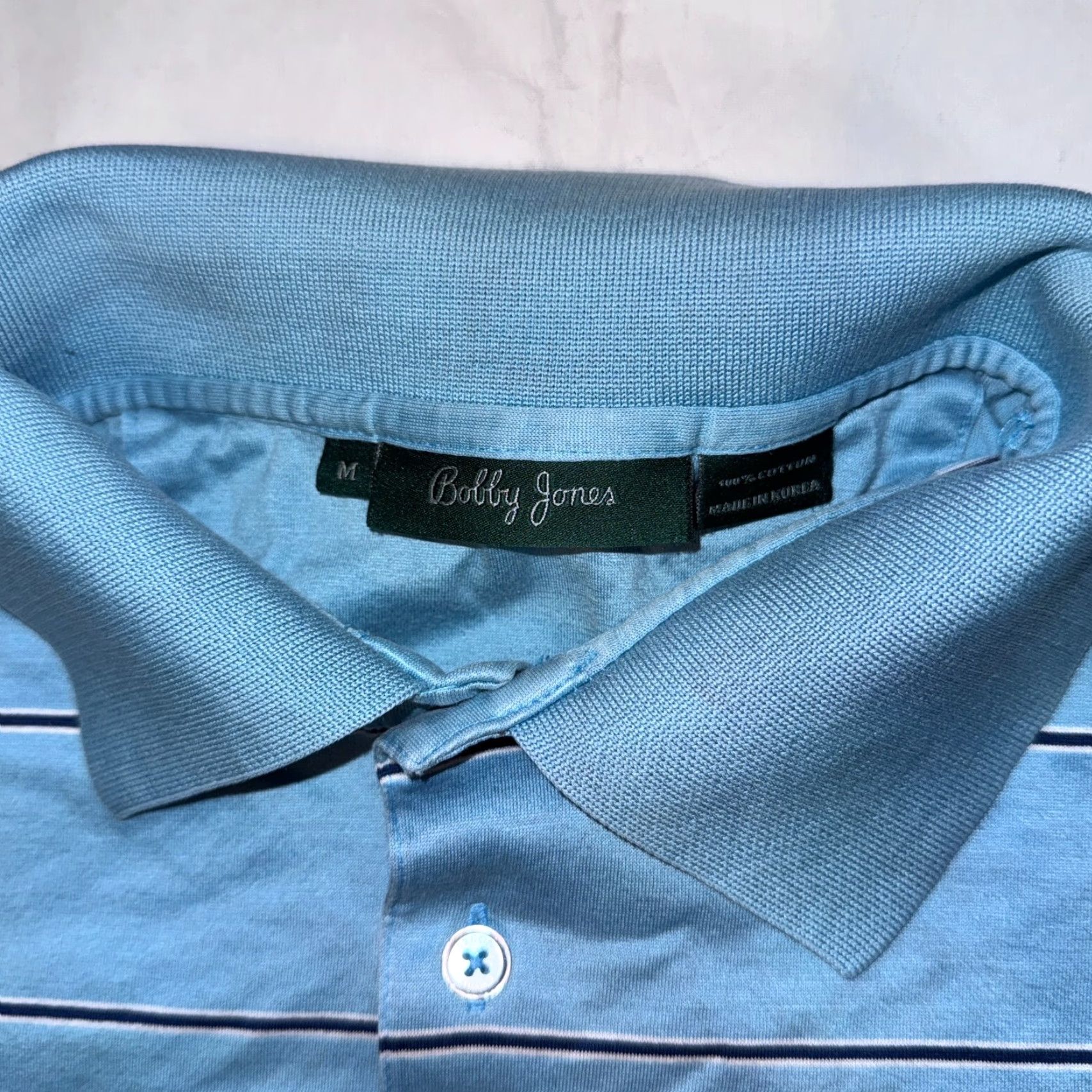 Vintage Bobby Jones Polo Shirt Blue Striped Short Sleeve M Athletic Shirt Men's Golf Polo Size US M / EU 48-50 / 2 - 6 Thumbnail