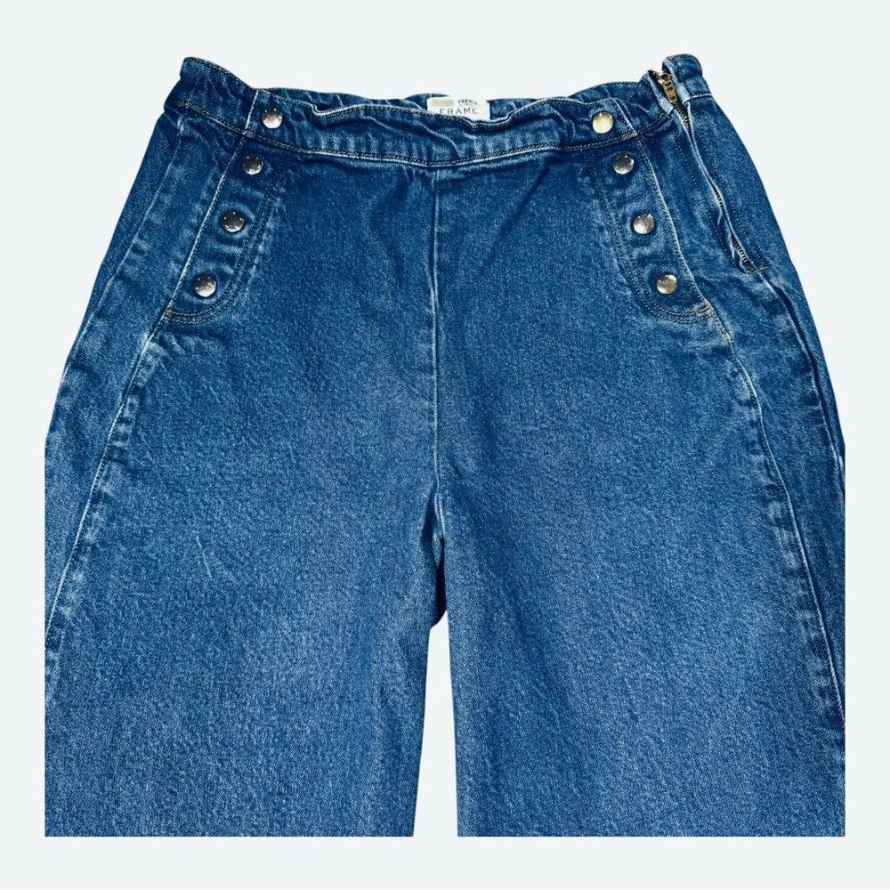 Frame FRAME Sailor Snap High Rise Wide Leg Jeans in Adele Size 31 Size 31" - 6 Thumbnail