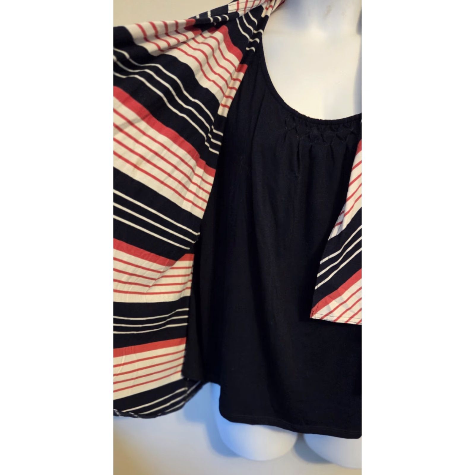 Croft & Barrow Croft & Barrow Layered Look Top Stripe Open Front Cardigan 1X Women Multicolor Casual 3/4 Sleeve Open Front Blouse Cardigan Layered Look 1X Womens Size XL / US 12-14 / IT 48-50 - 3 Thumbnail