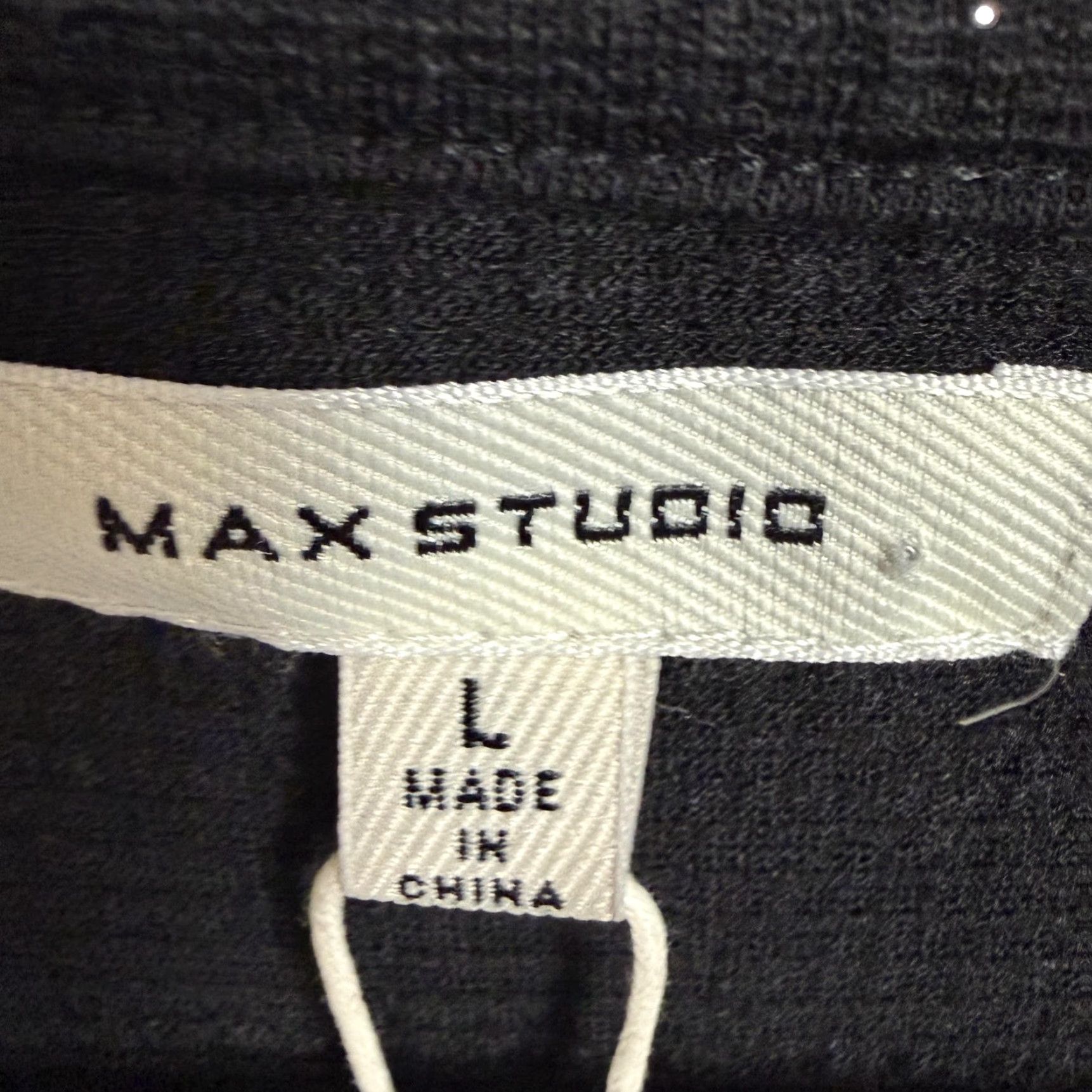 Vintage Max Studio Little Black Dress Womens Large Black Jersey V-Neck Flutter Sleeve Empire Waist Tiered Knee Length Cohort Dress Casual Party/Cocktail Size L / US 10 / IT 46 - 6 Thumbnail