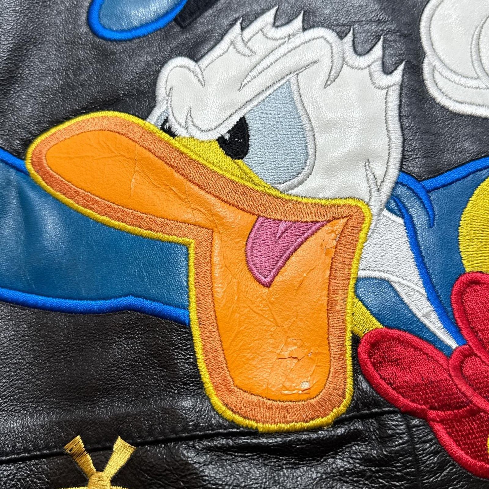 Disney × Vintage Vintage JH Design Donald Duck NASCAR Disney Leather Jacket Size US XL / EU 56 / 4 - 3 Thumbnail