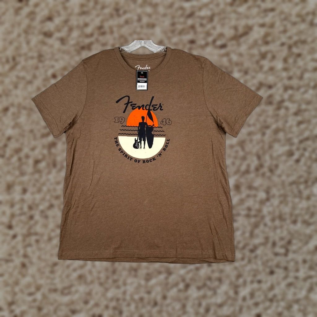 Fender Fender Men T-Shirt Shirt Brown 2XL XXL Cotton Jersey Short Sleeve Crew Neck Punk Spirit Of Rock Music Outdoor All Seasons New Size US XXL / EU 58 / 5 - 1 Thumbnail