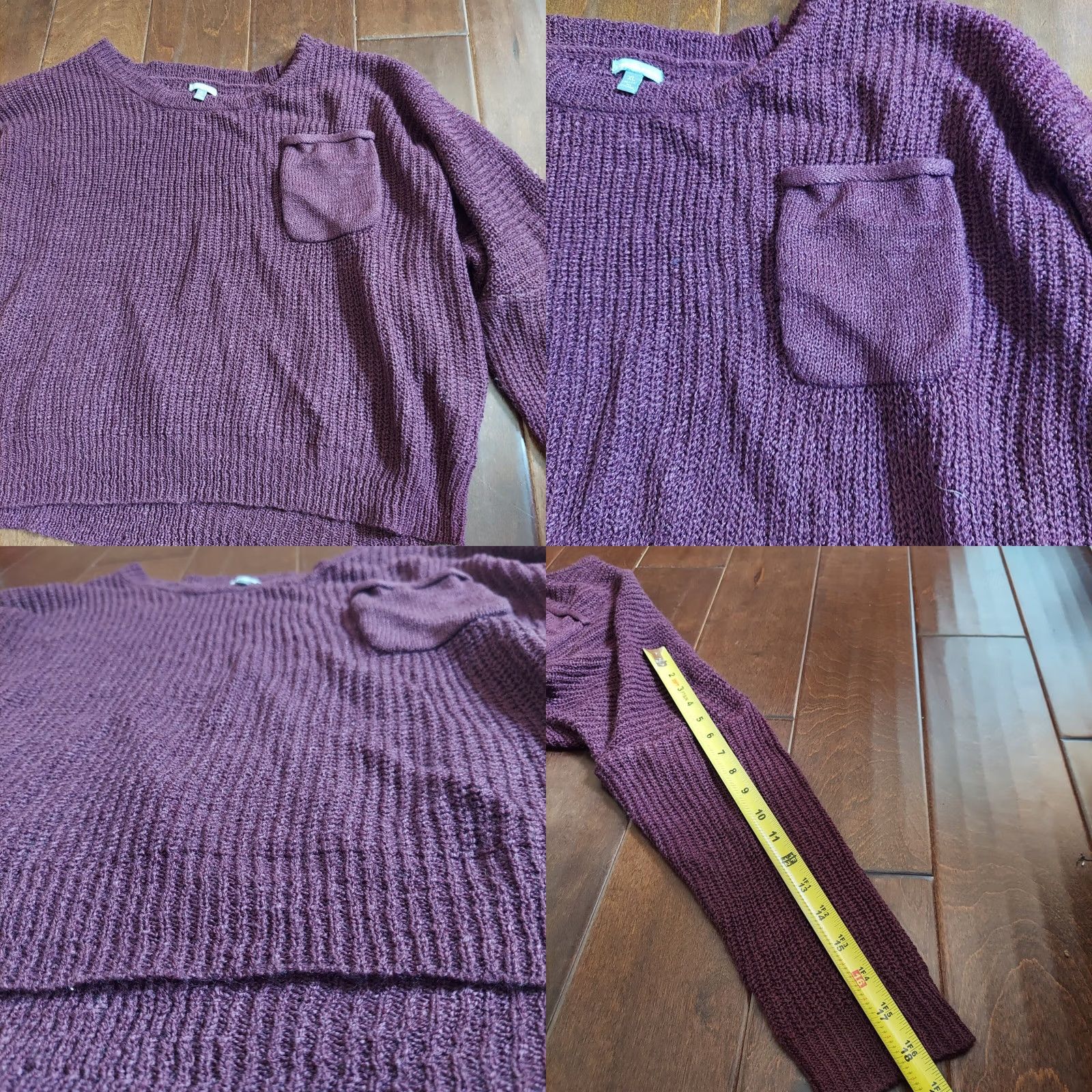 Vintage Charlotte Russe Maroon Burgundy Cropped Knit Sweater XL Womens Retail Size XL / US 12-14 / IT 48-50 - 8 Thumbnail