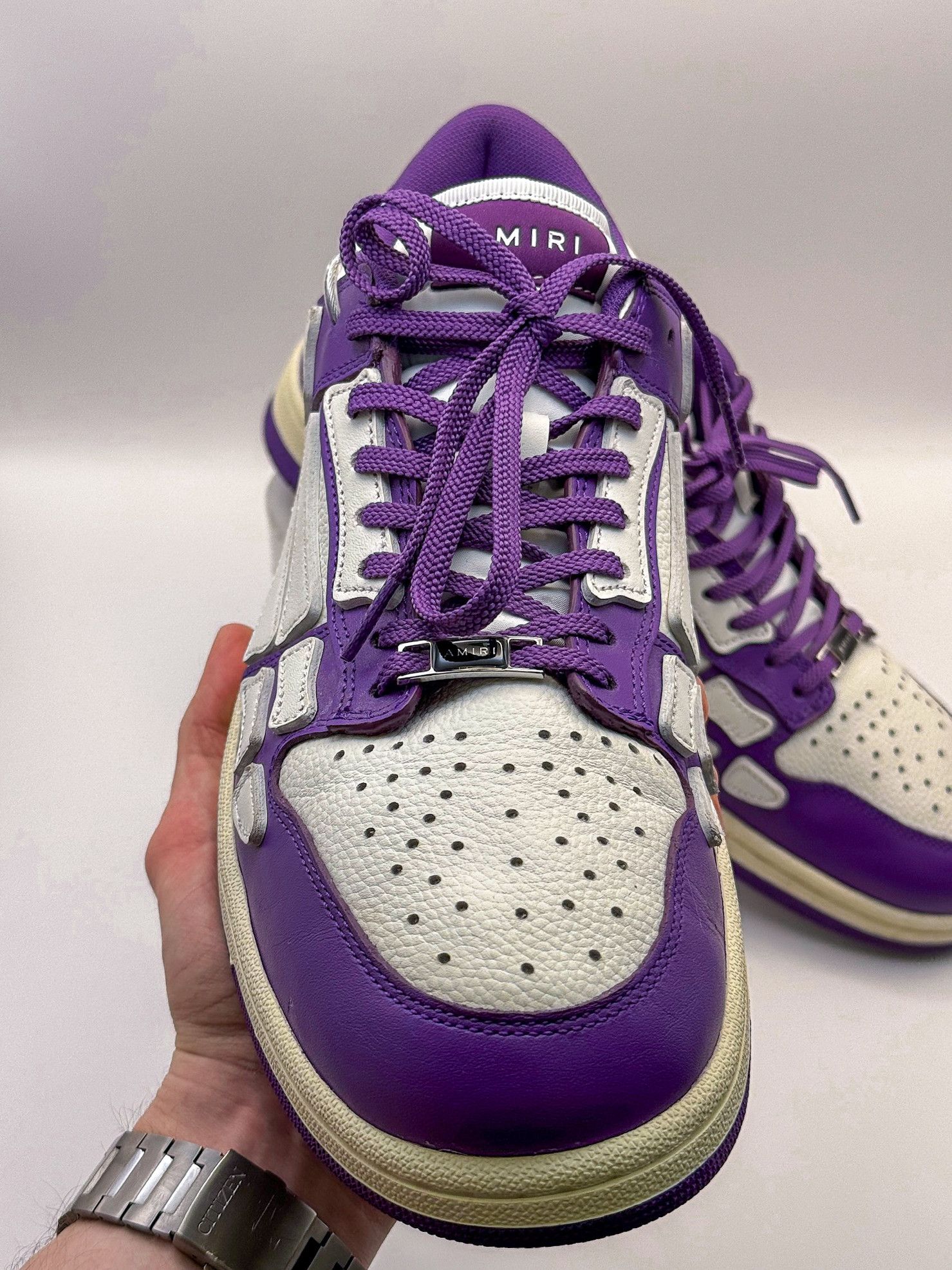 Amiri AMIRI Skel Top Low "Purple White" 2022 Skeleton Bones Size US 13 / EU 46 - 3 Thumbnail