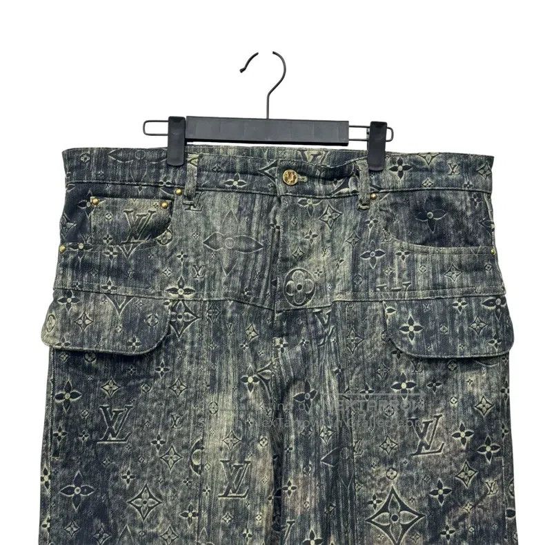 Louis Vuitton Louis Vuitton Green Rendering Full Logo Denim Pants Size US 34 / EU 50 - 4 Thumbnail