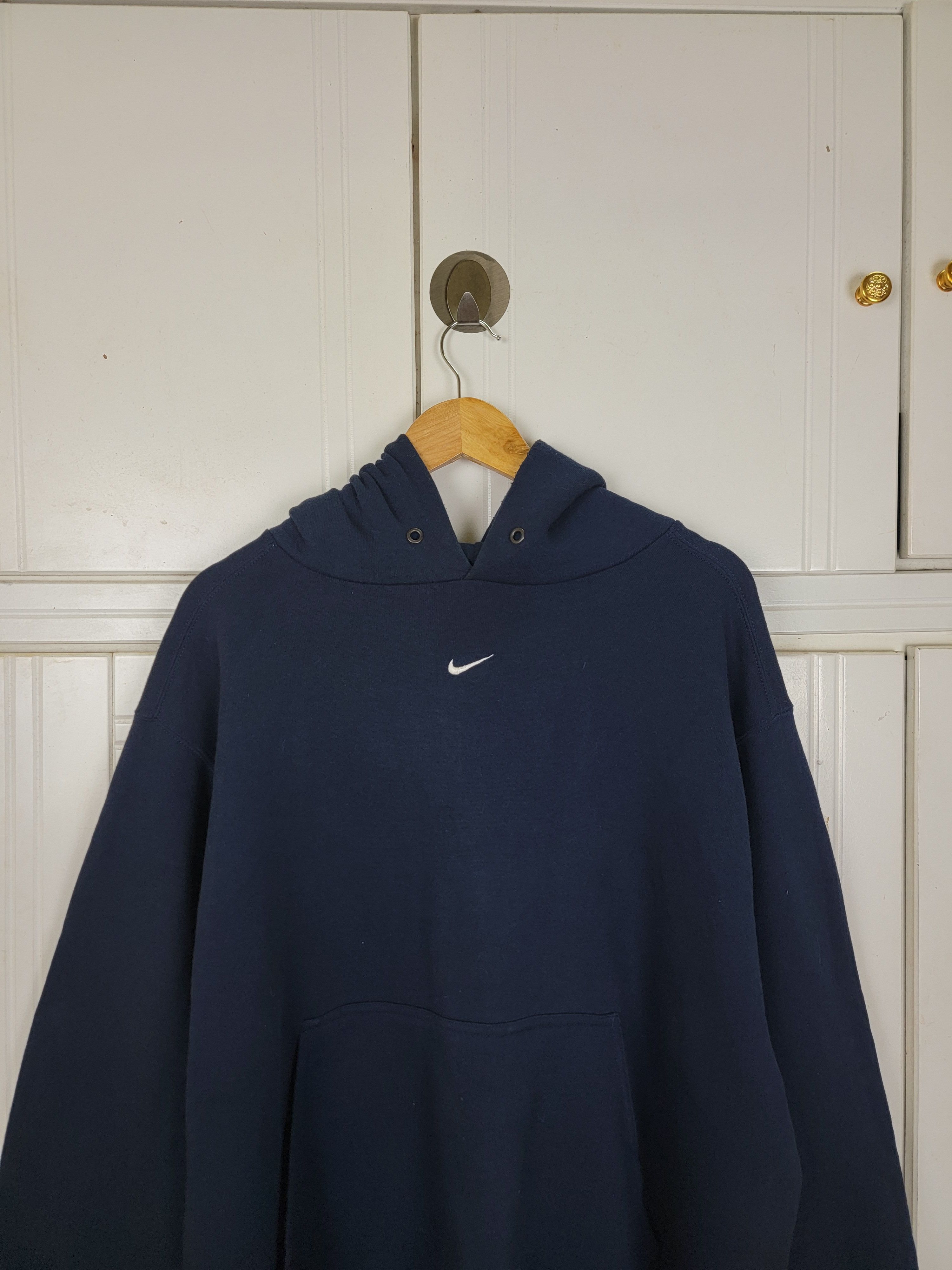 Nike × Vintage Vintage 90s Nike Center Swoosh Hoodies Size US L / EU 52-54 / 3 - 2 Thumbnail