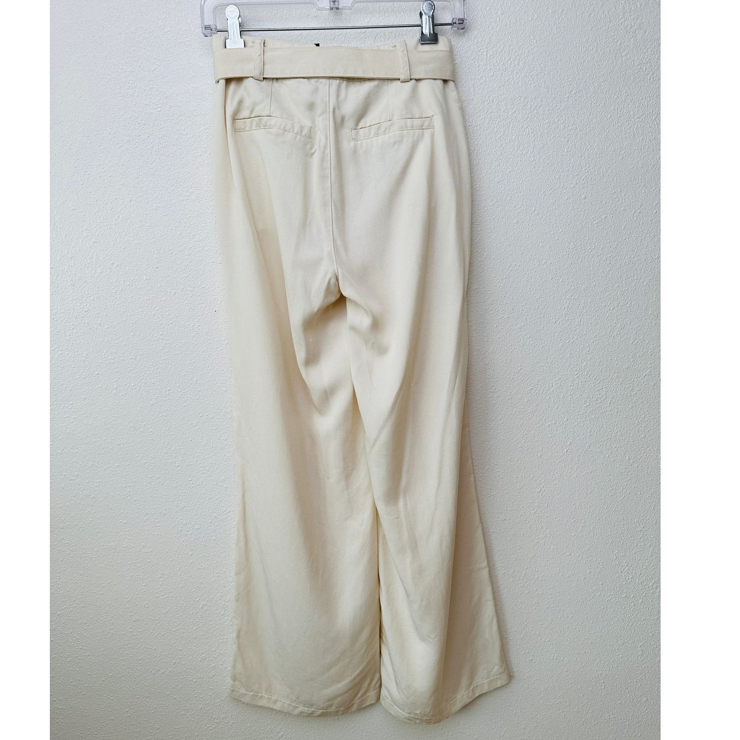 Paige PAIGE Birch Cream Wide Leg Pleated Pants w/ Belt Women US 0 Size 25" / US 0 / IT 36 - 3 Thumbnail