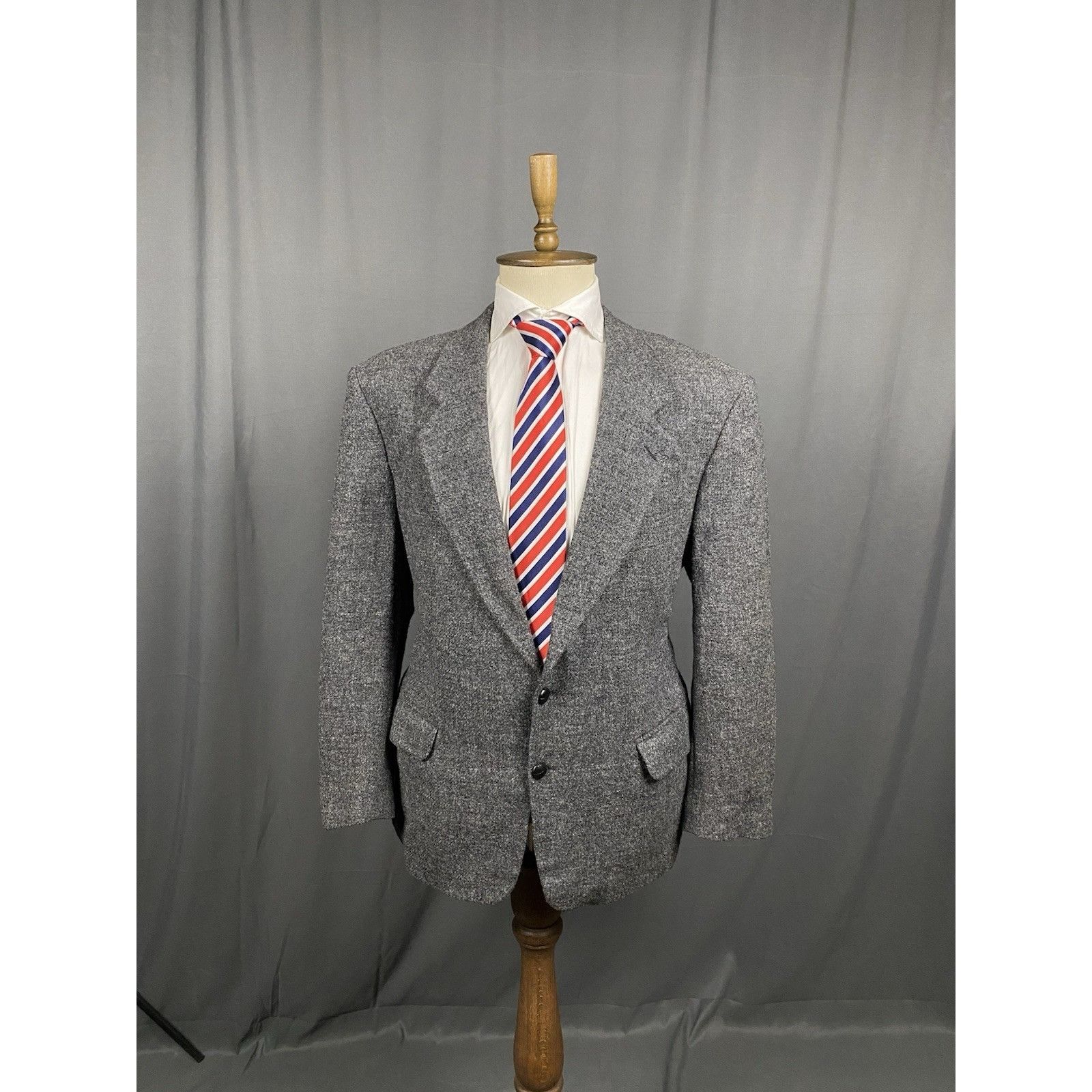Harris Tweed Harris Tweed Herringbone Men's Gray Wool Blazer Sportcoat Ja Size 52S - 3 Thumbnail