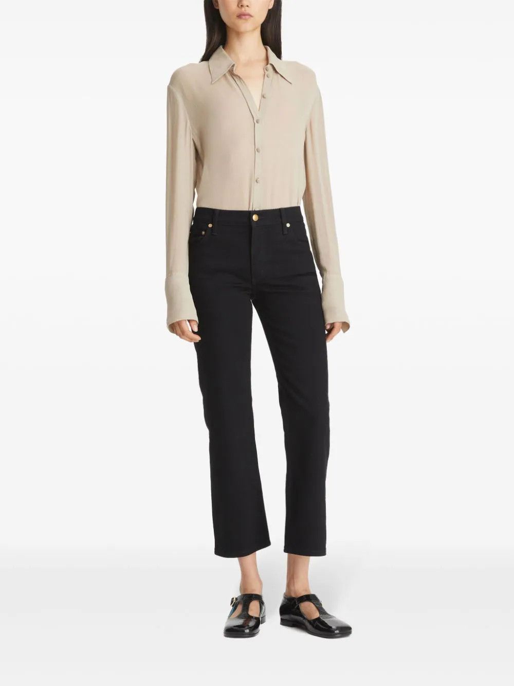 Tory Burch o1s22i1n1024 Low-Waisted Kick Flare Jeans in Black Size 26" / US 2 / IT 38 - 2 Thumbnail