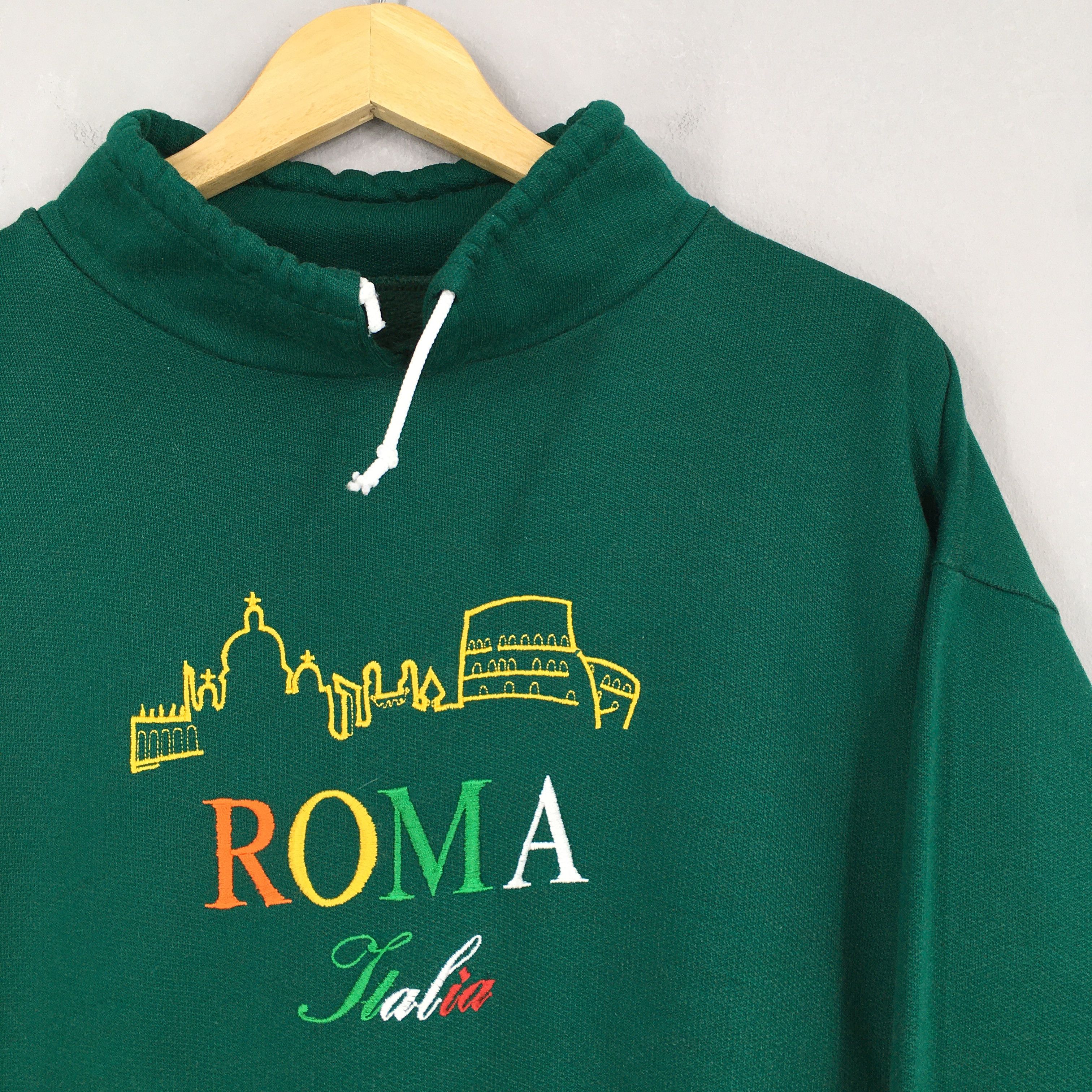Vintage Vintage Roma Italia Pullover Green Jumper Medium Size US M / EU 48-50 / 2 - 2 Thumbnail