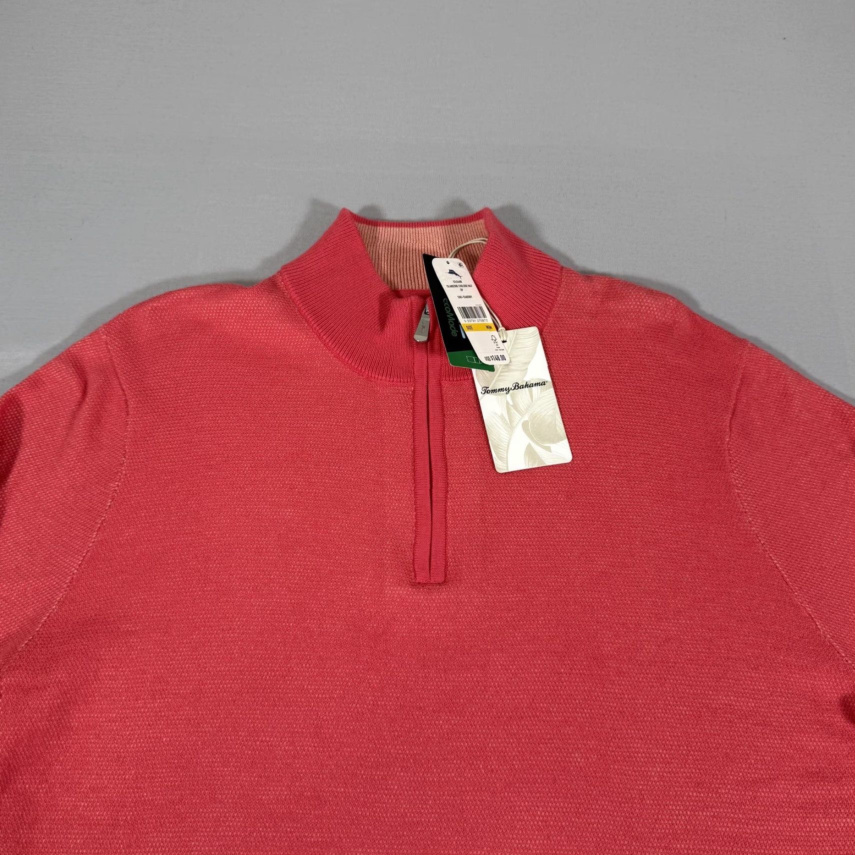 Tommy Bahama Tommy Bahama Sweater Men Medium Pink Half Zip Pullover Island Zone CoolMax Shirt Size US M / EU 48-50 / 2 - 2 Thumbnail